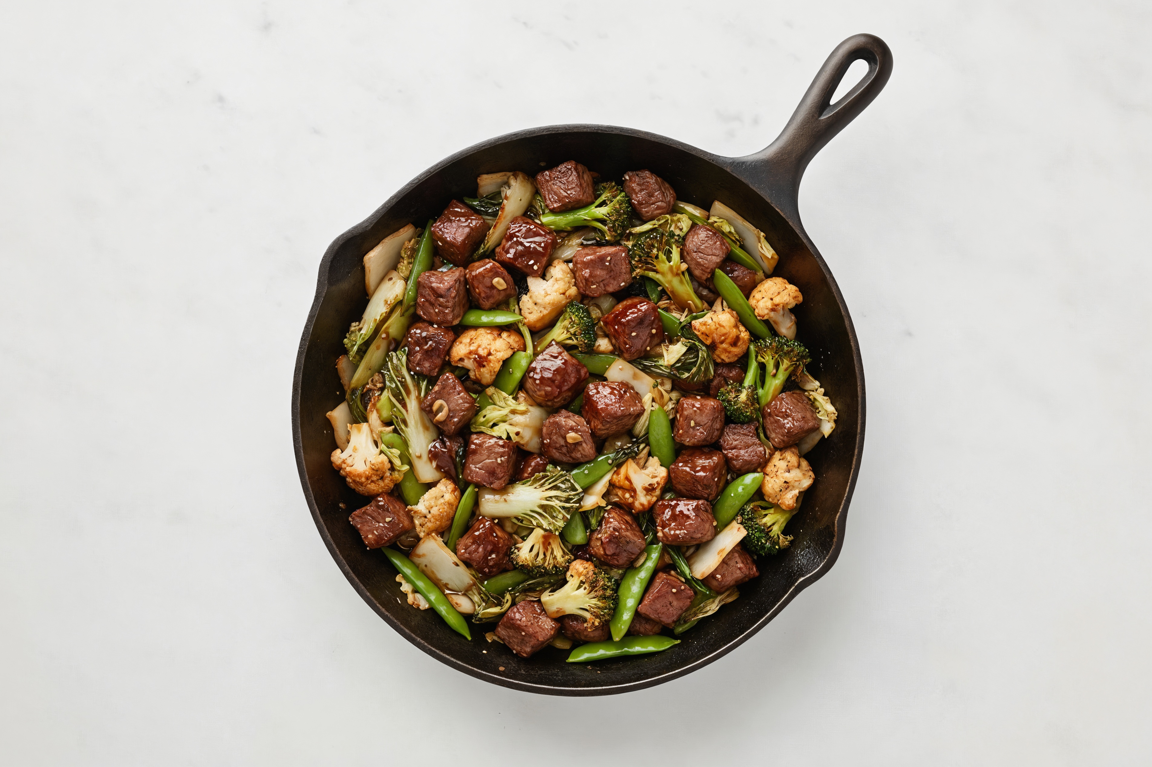 Japanese BBQ Bison Stir-Fry with Cauliflower & Bok Choy