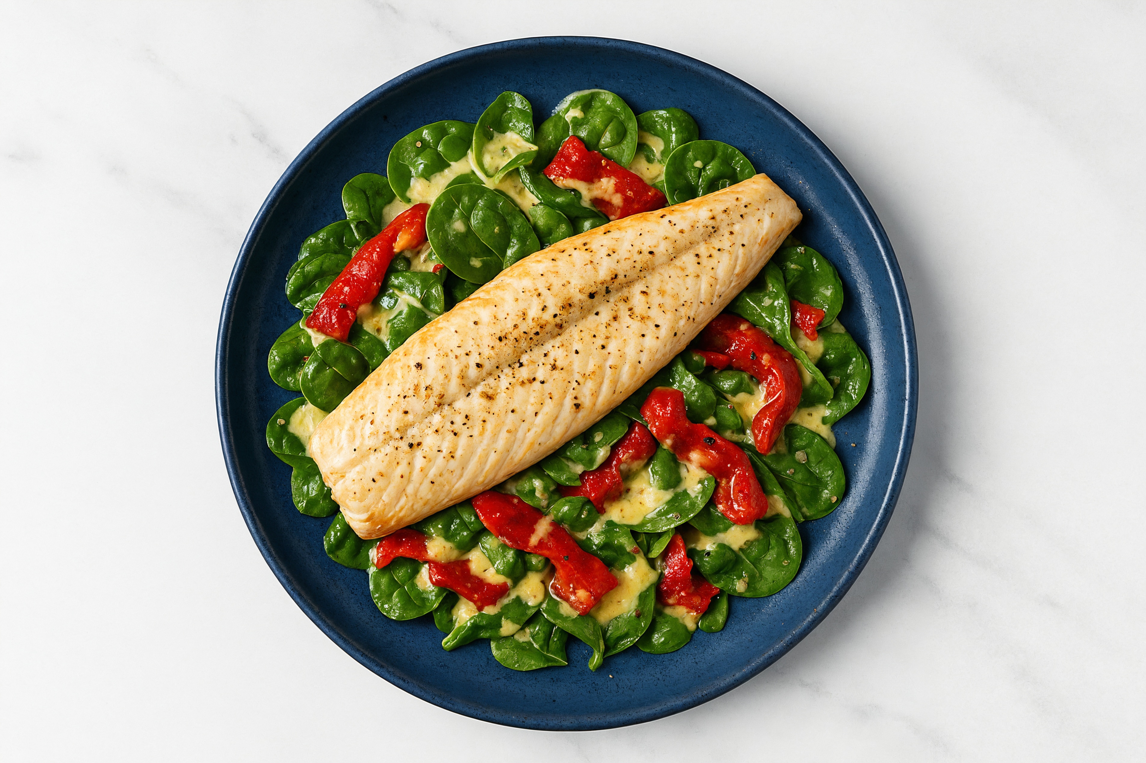 Baby Spinach Salad with Trout, Peppers & House Dressing