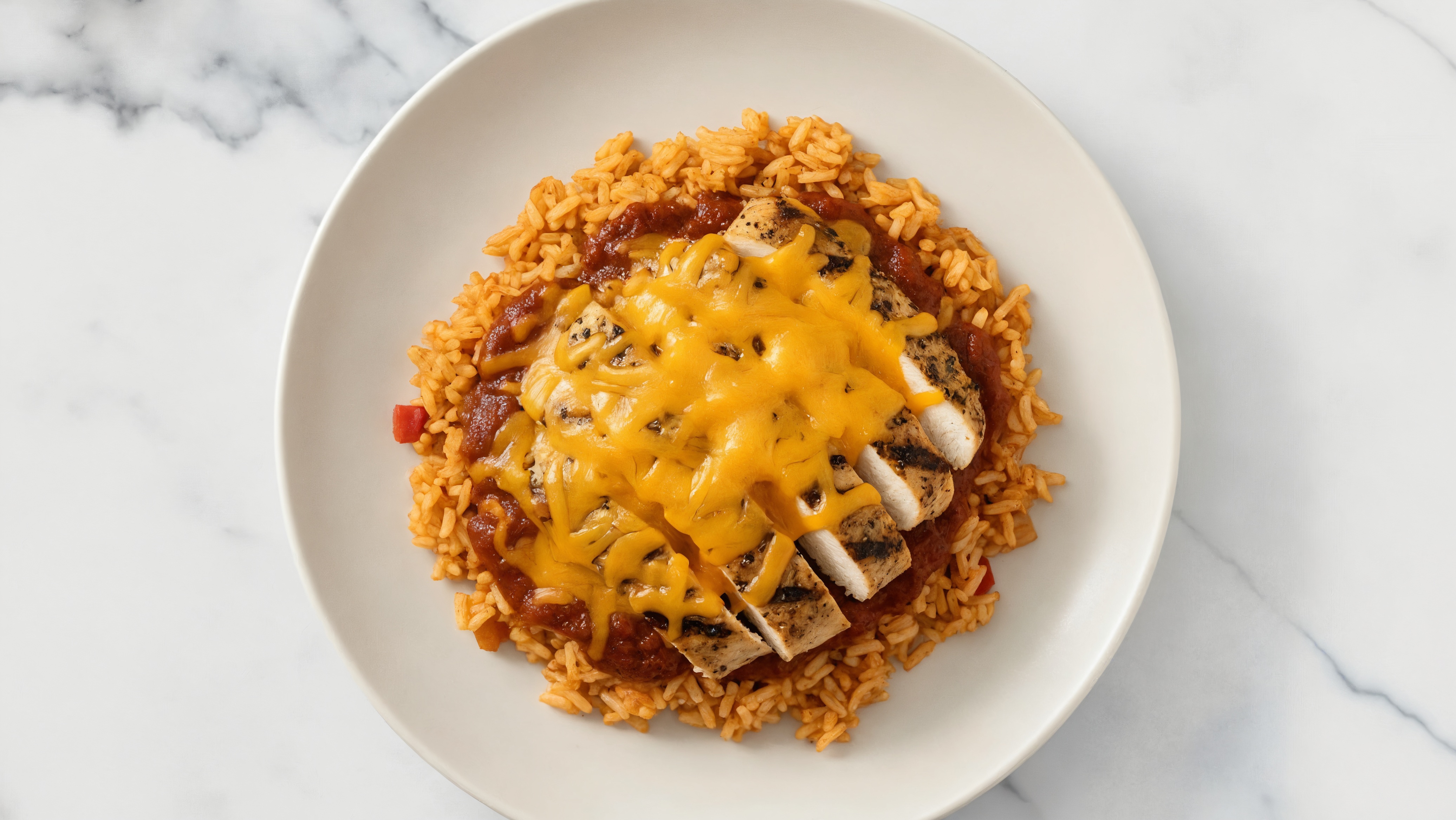 Cheesy Mediterranean Grilled Chicken Breast + Rice Enchilada Bake