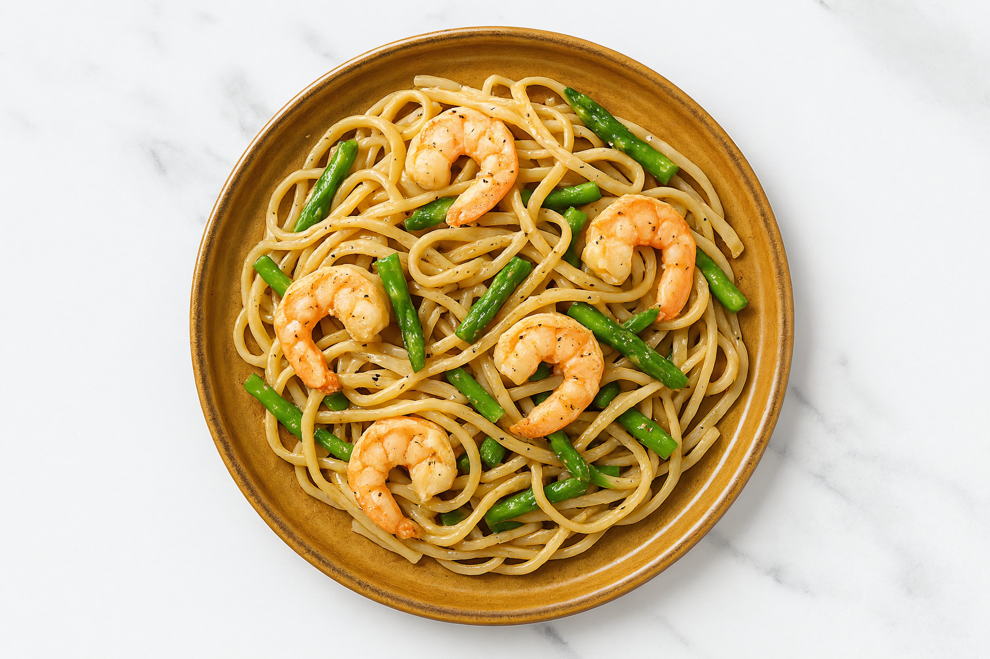 Herby Springy Jumbo Shrimp + Asparagus Linguine