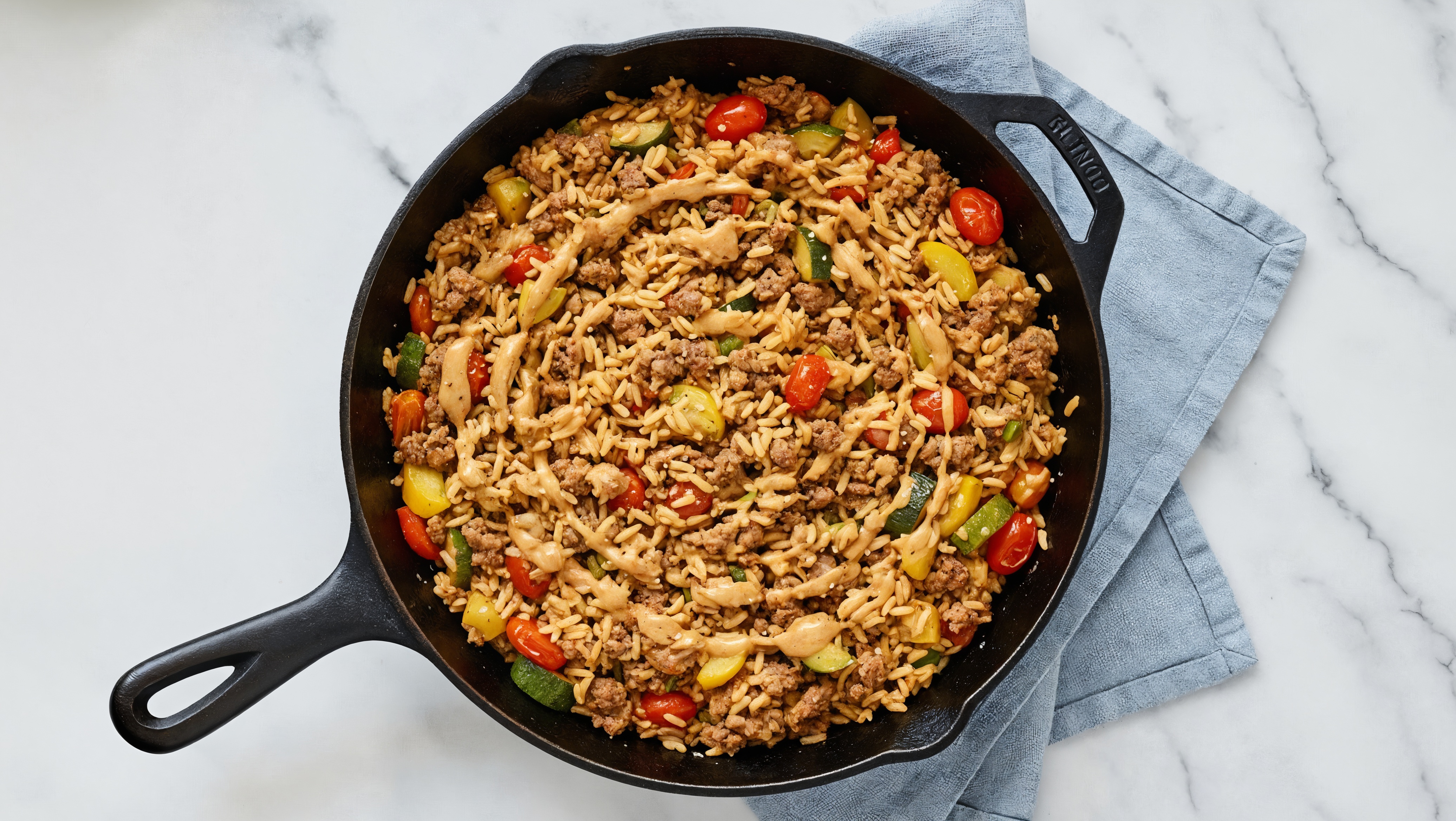 Herby Thai Peanut Squash + Ground Beef Patties Stir-Fry