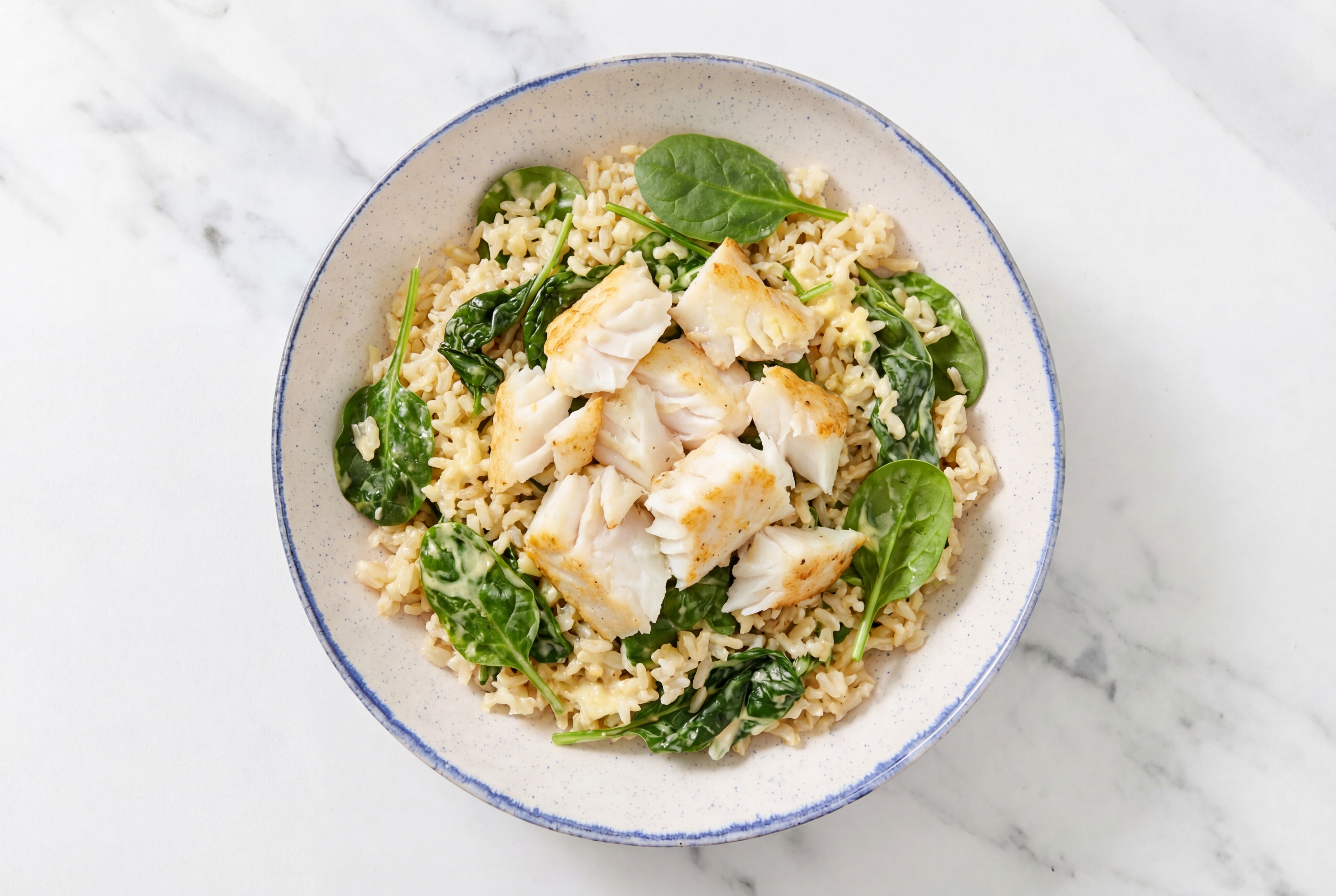 Horseradish Barramundi Steak Grain Salad with Baby Spinach
