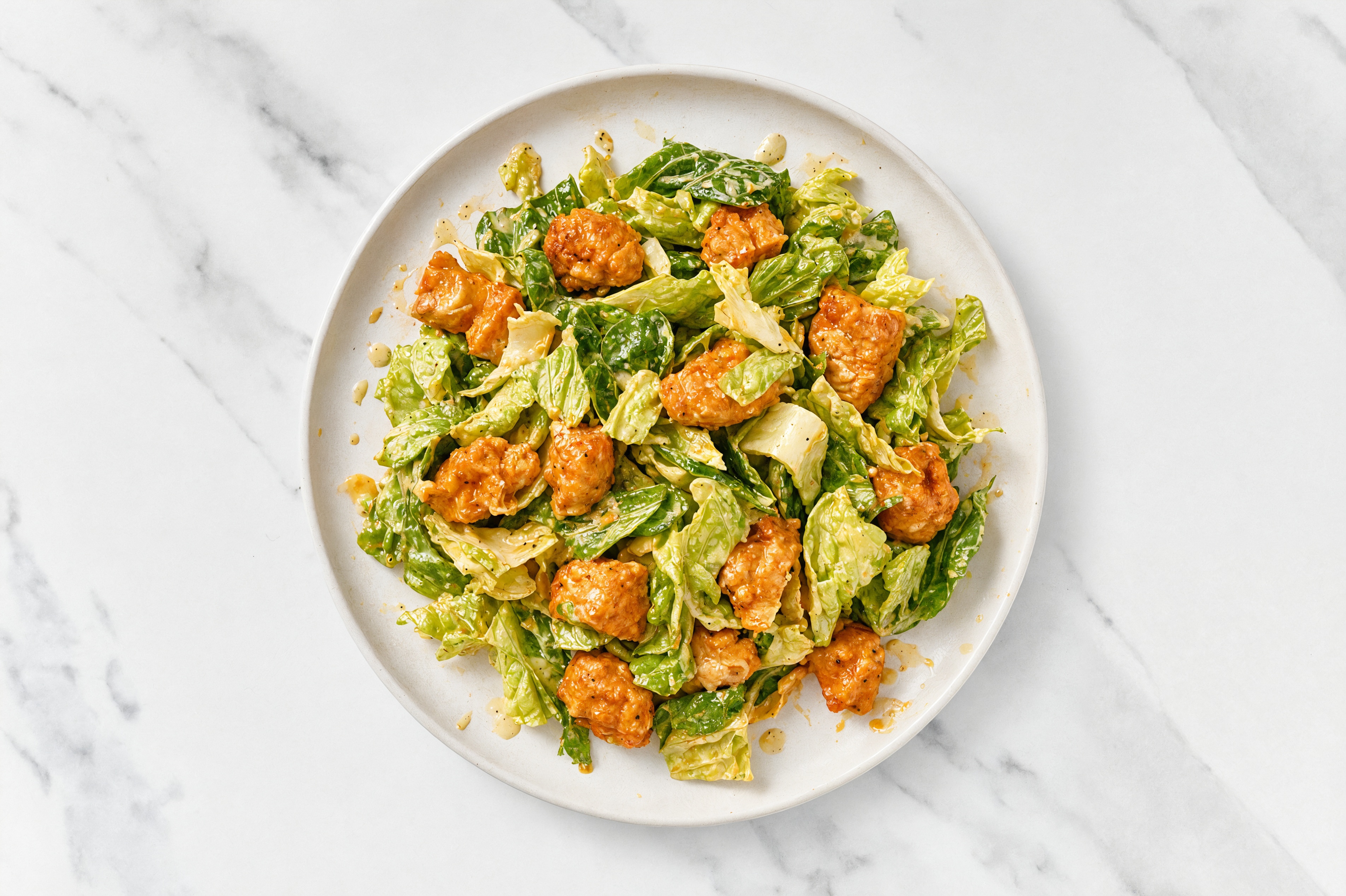 Crispy Dill Buffalo Breaded Chicken Nuggets Caesar Salad