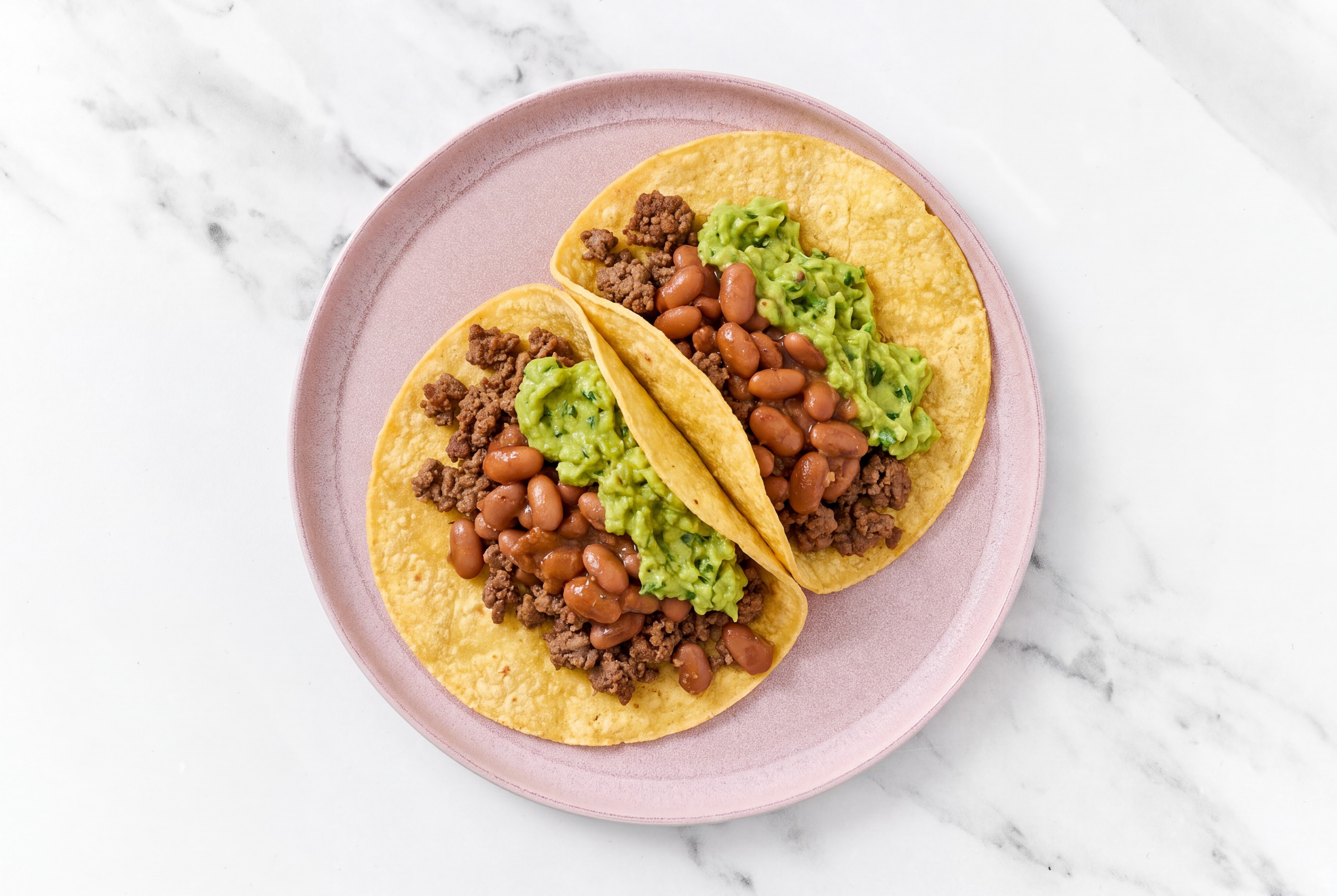 Herby Ground Beef Tacos with Guacamole & Pinto Beans