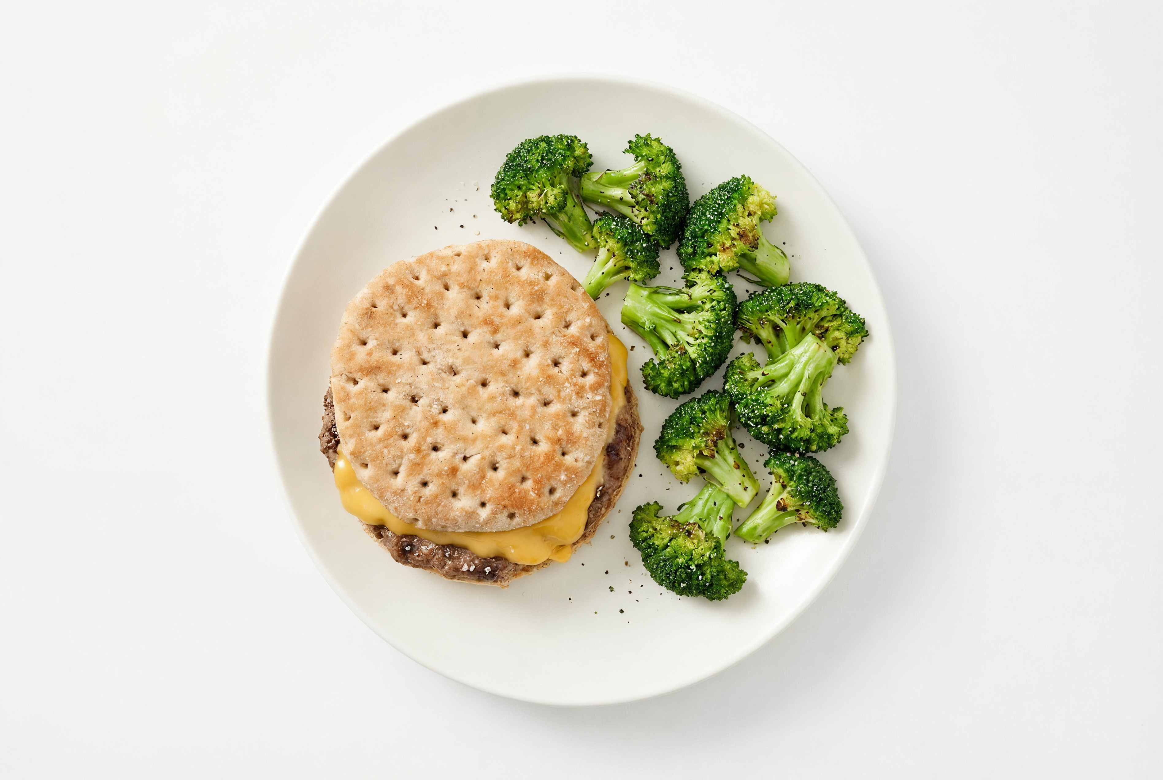 Classic Cheesy Veggie Burger on Multigrain Bun with Wagyu Beef Patties