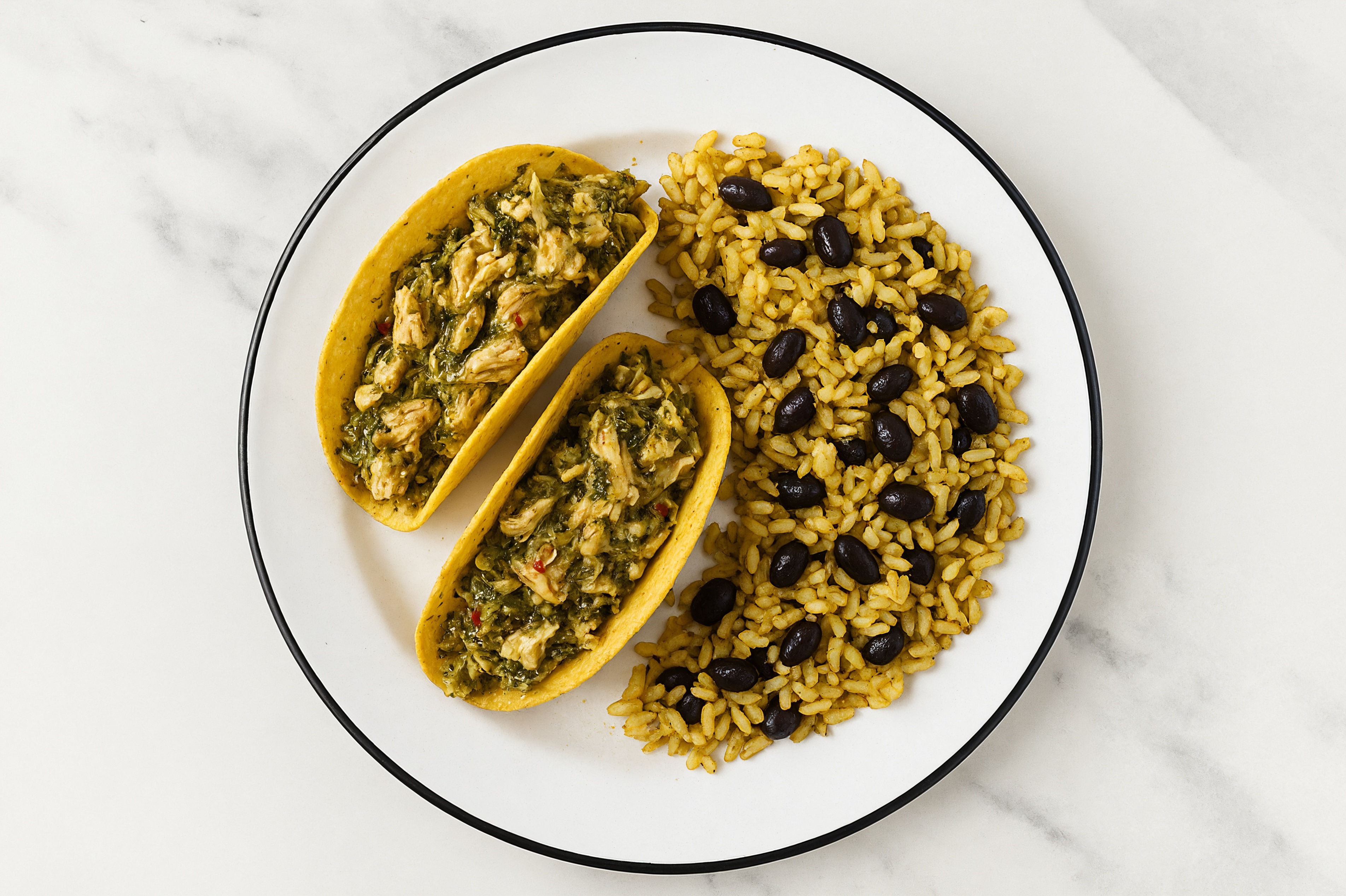  Tangy Cilantro Chicken Tacos + Rice with Beans
