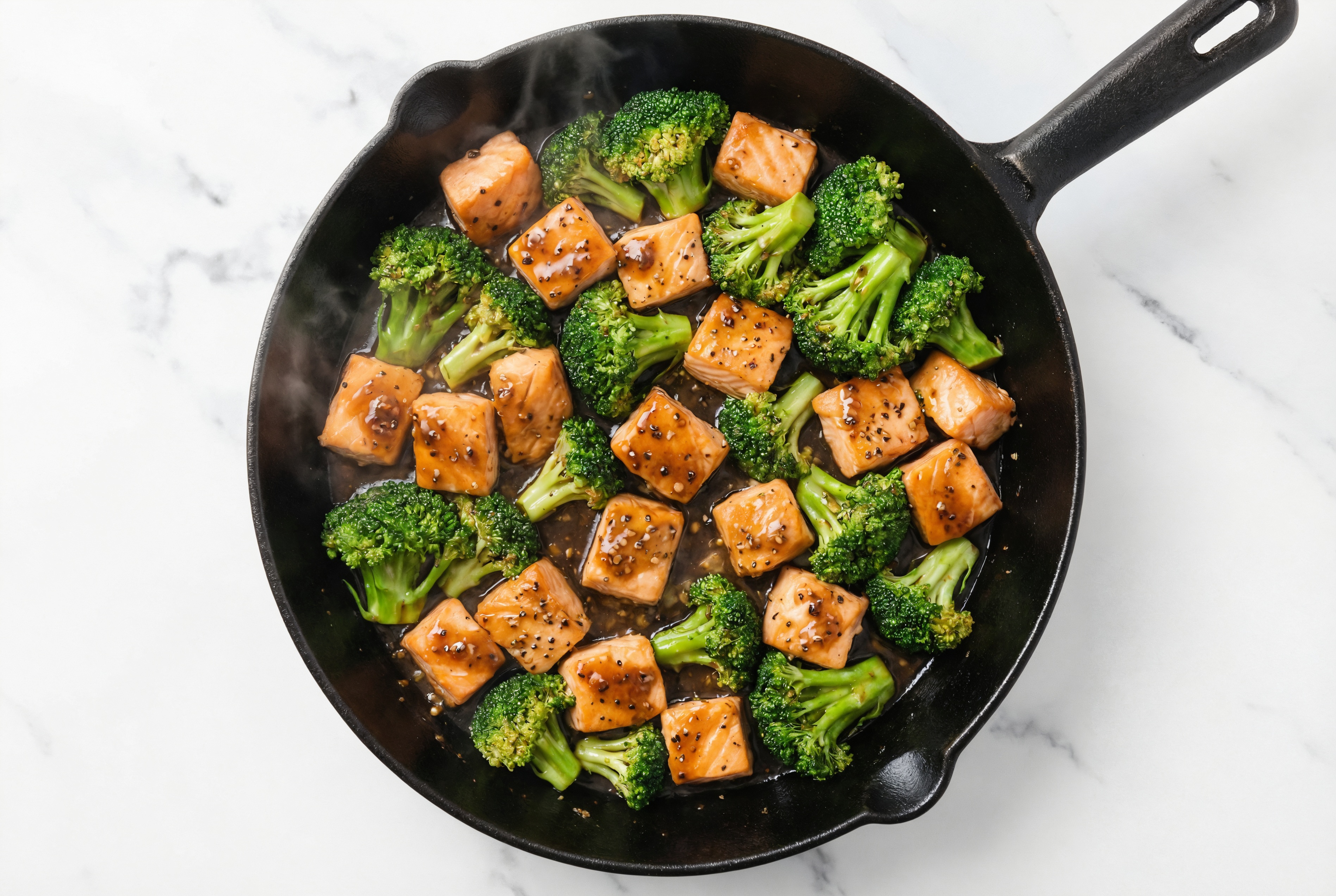 Tangy Pepper Salmon Stir-Fry with Broccoli