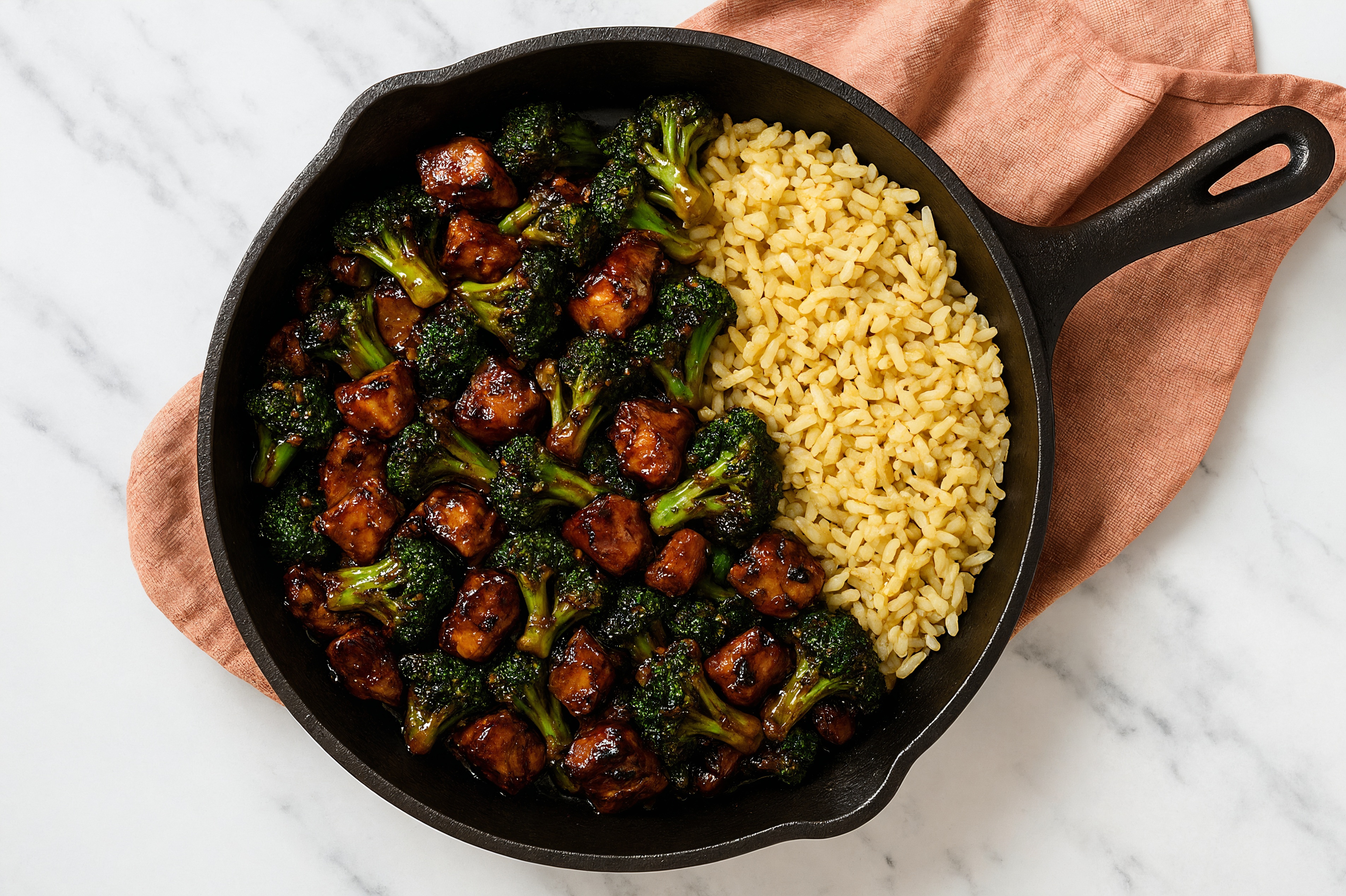 Japanese BBQ Grilled Pork Tenderloin Stir-Fry with Broccoli over Jasmine Rice