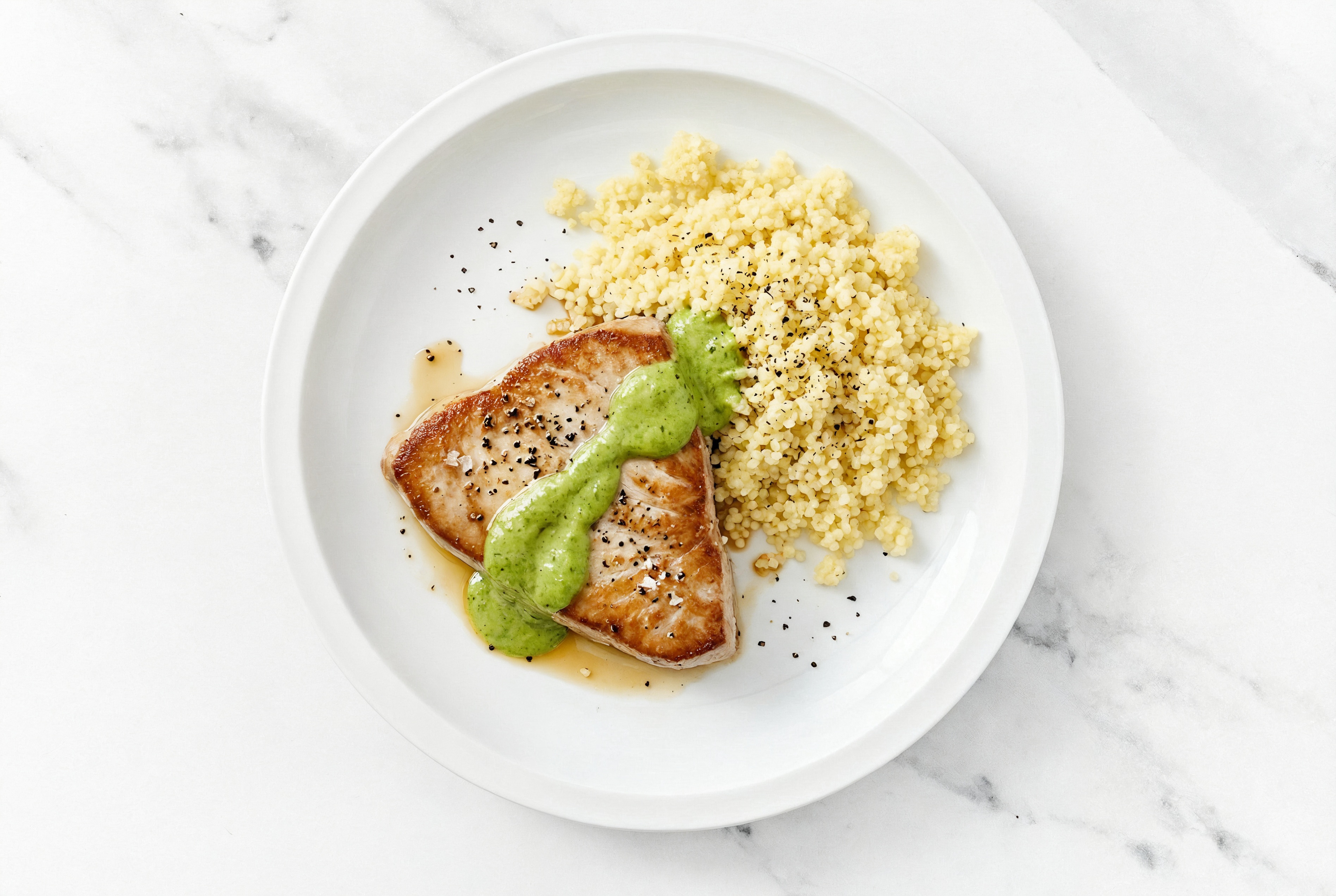 Avocado Tuna Steaks with Couscous