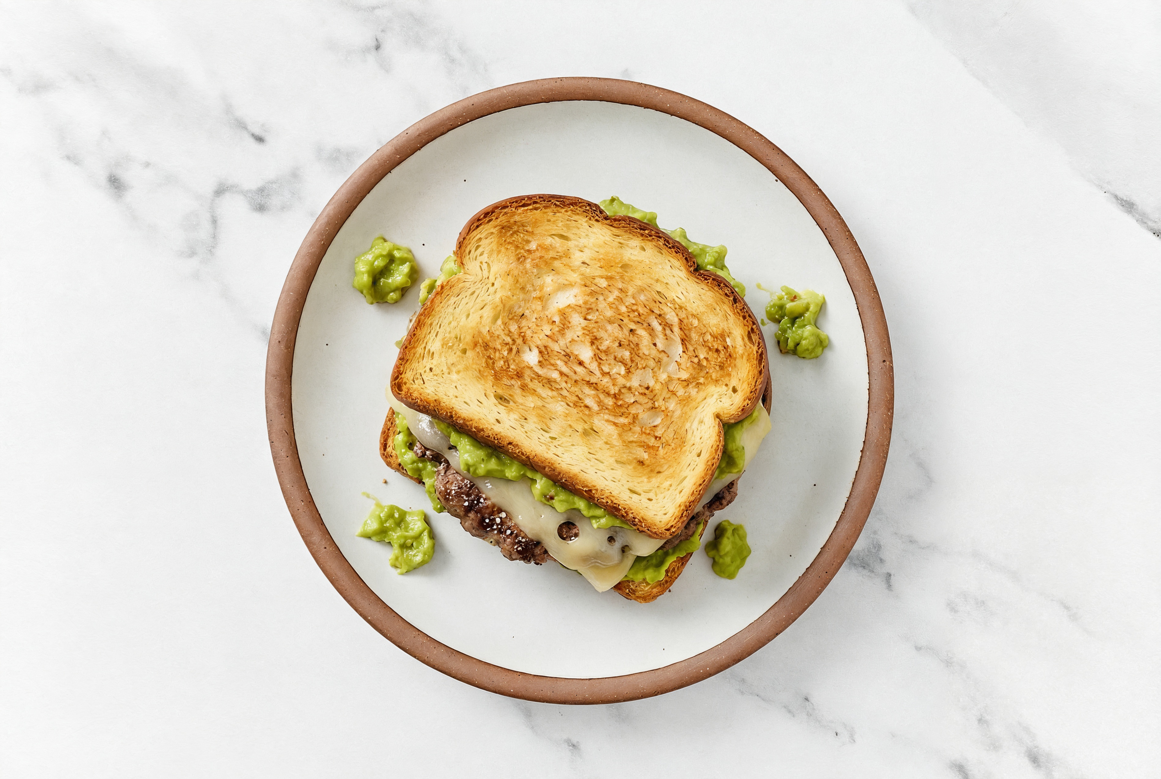 Swiss Beef Burger on GF Bread with Guacamole