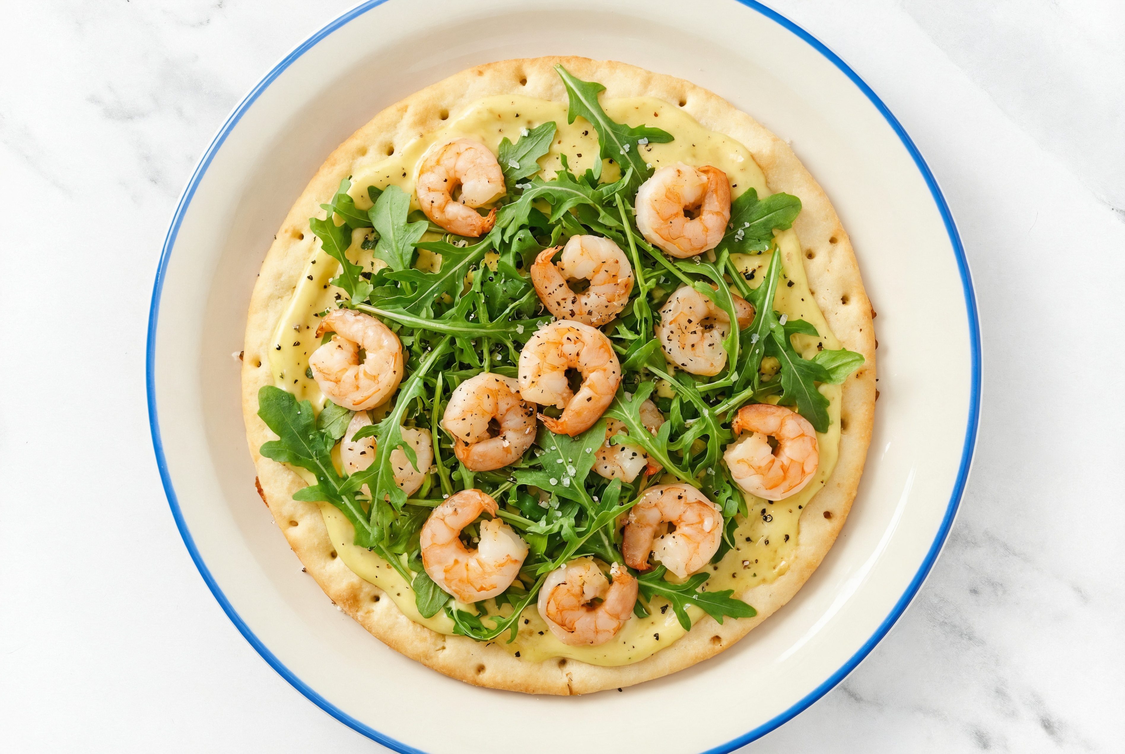 Honey Mustard Shrimp + Arugula Flatbread