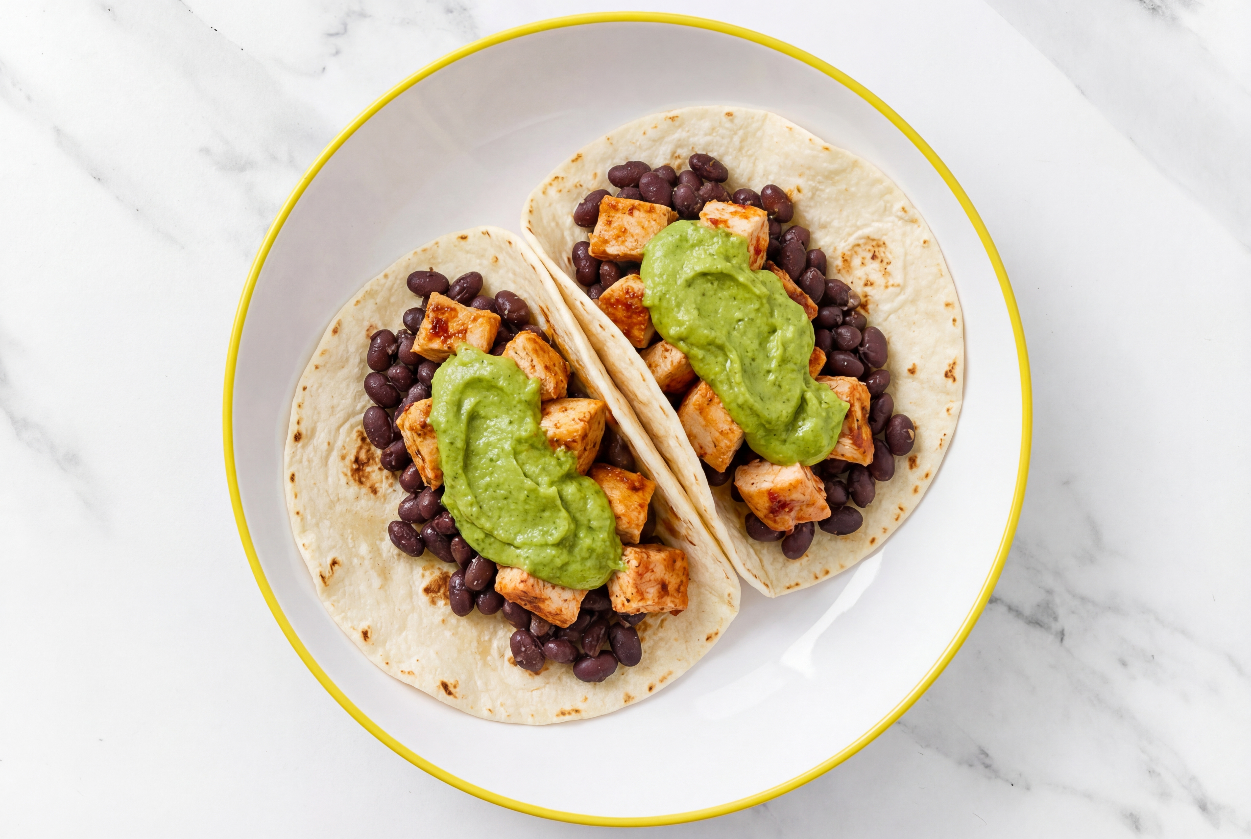  Chipotle Chicken Tacos with Avocado & Spiced Beans