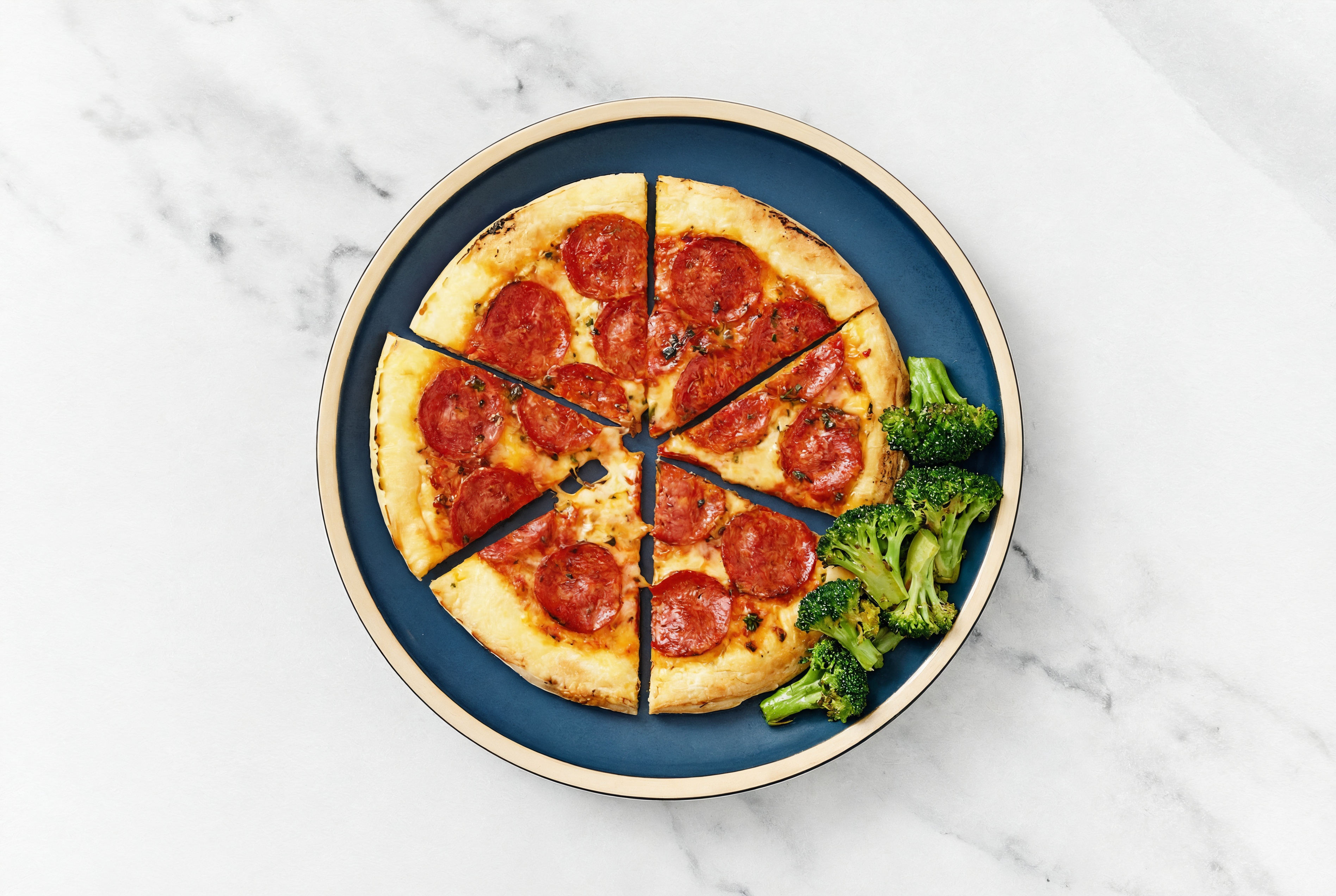 Pepperoni Pizza + Organic Broccoli