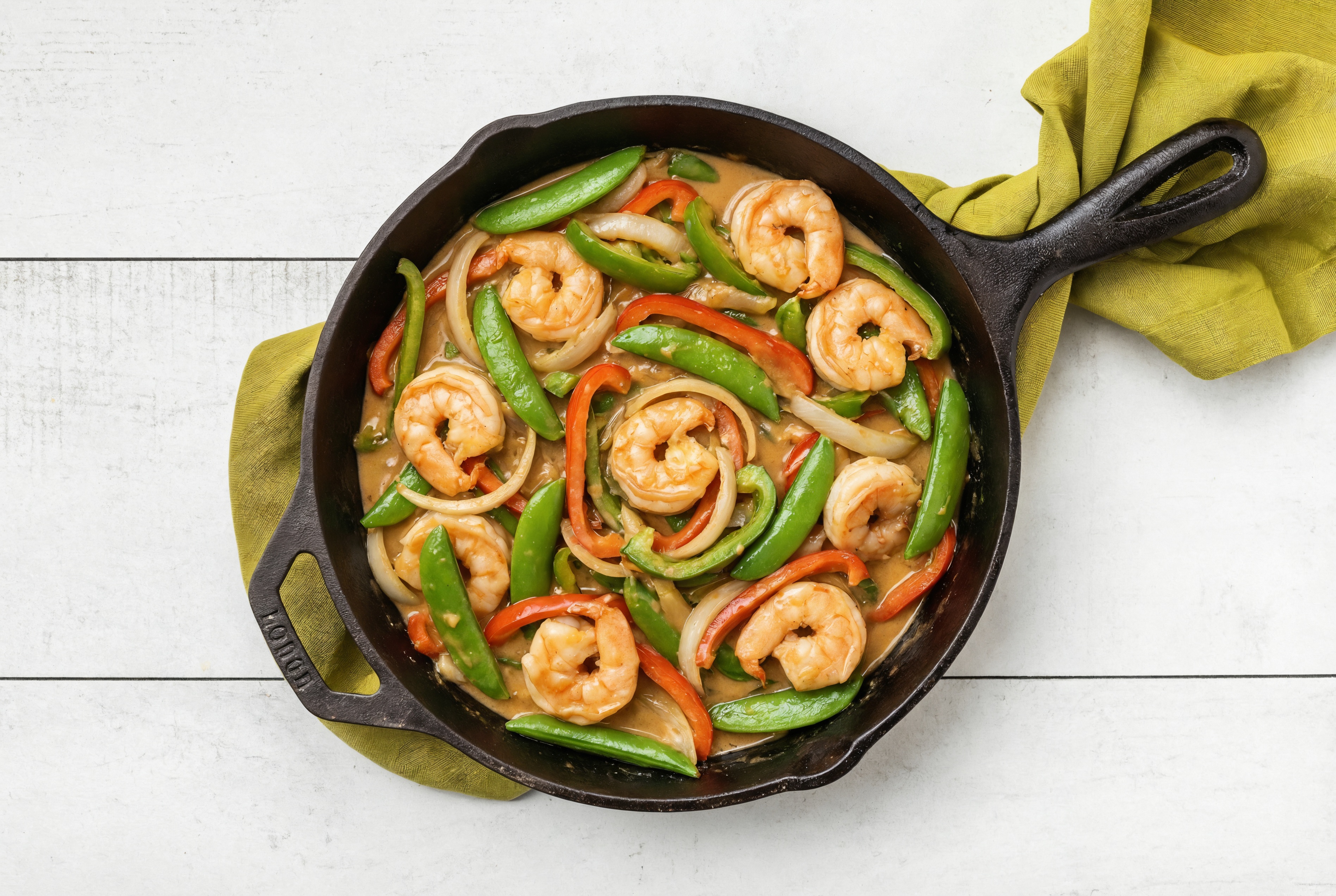 Thai Peanut Shrimp Stir-Fry with Snap Peas & Peppers