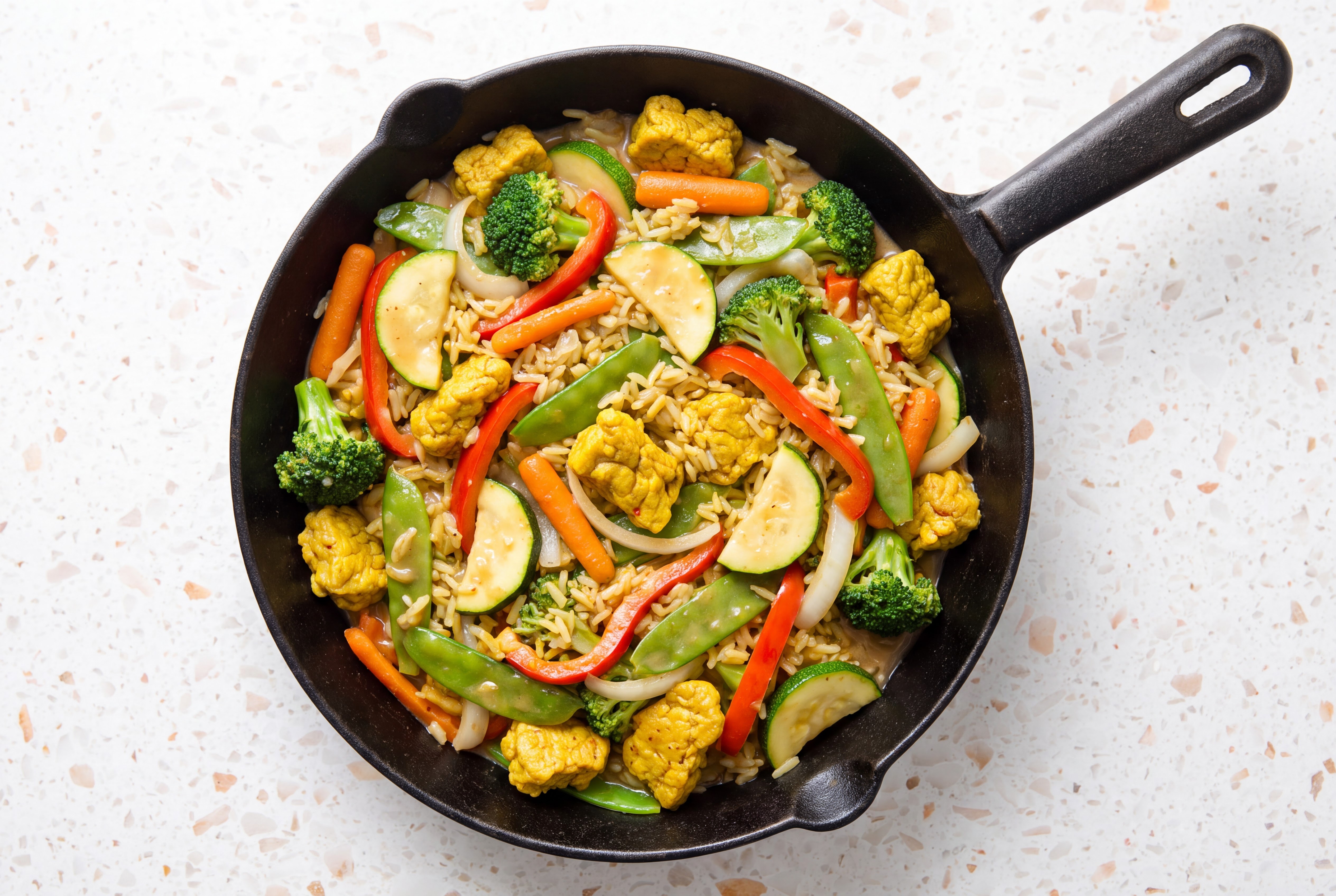 Sweet 'n Gingery Ponzu Tofu + 7-Veggie Stir-Fry