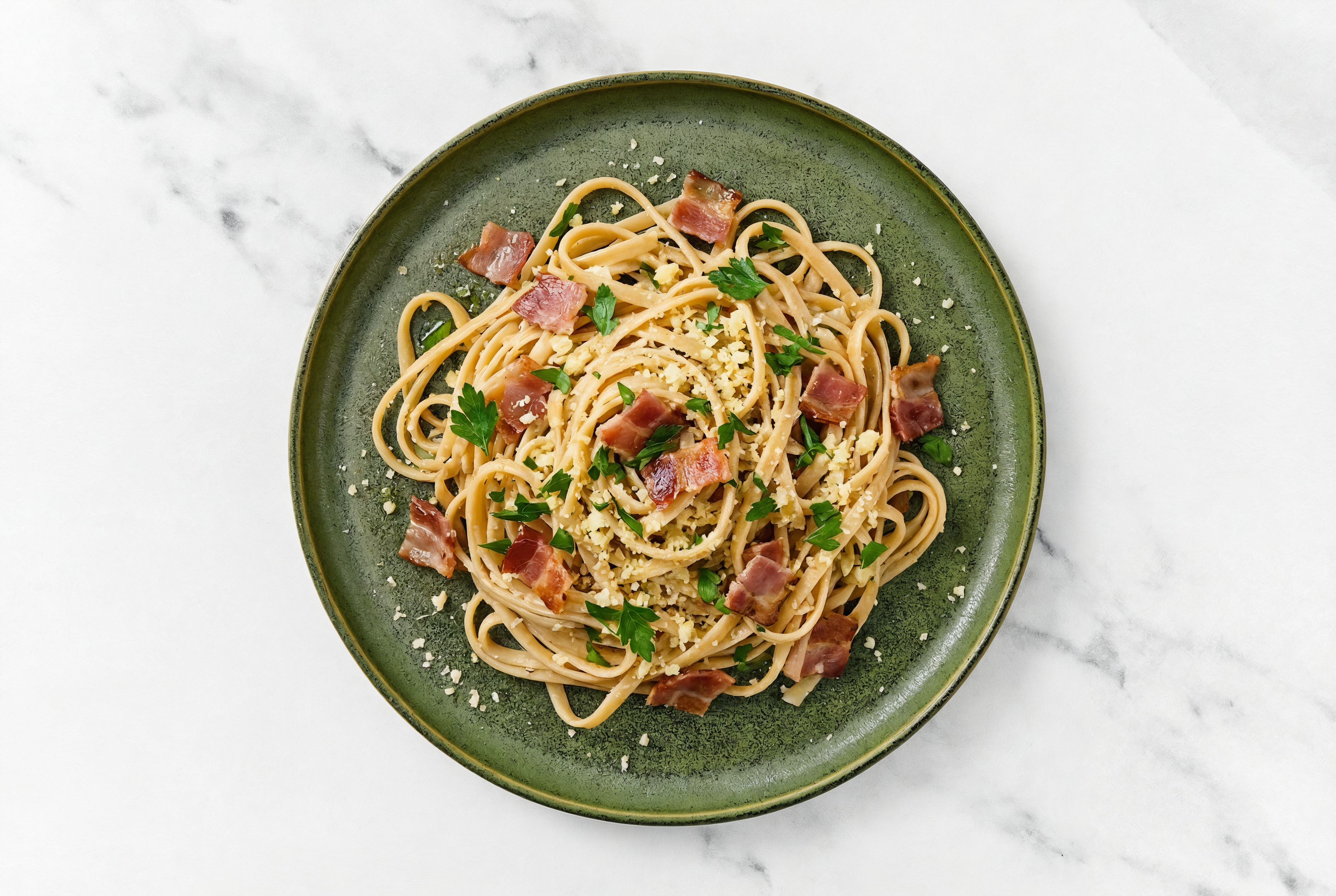 Linguine with Crispy Prosciutto + Herbs