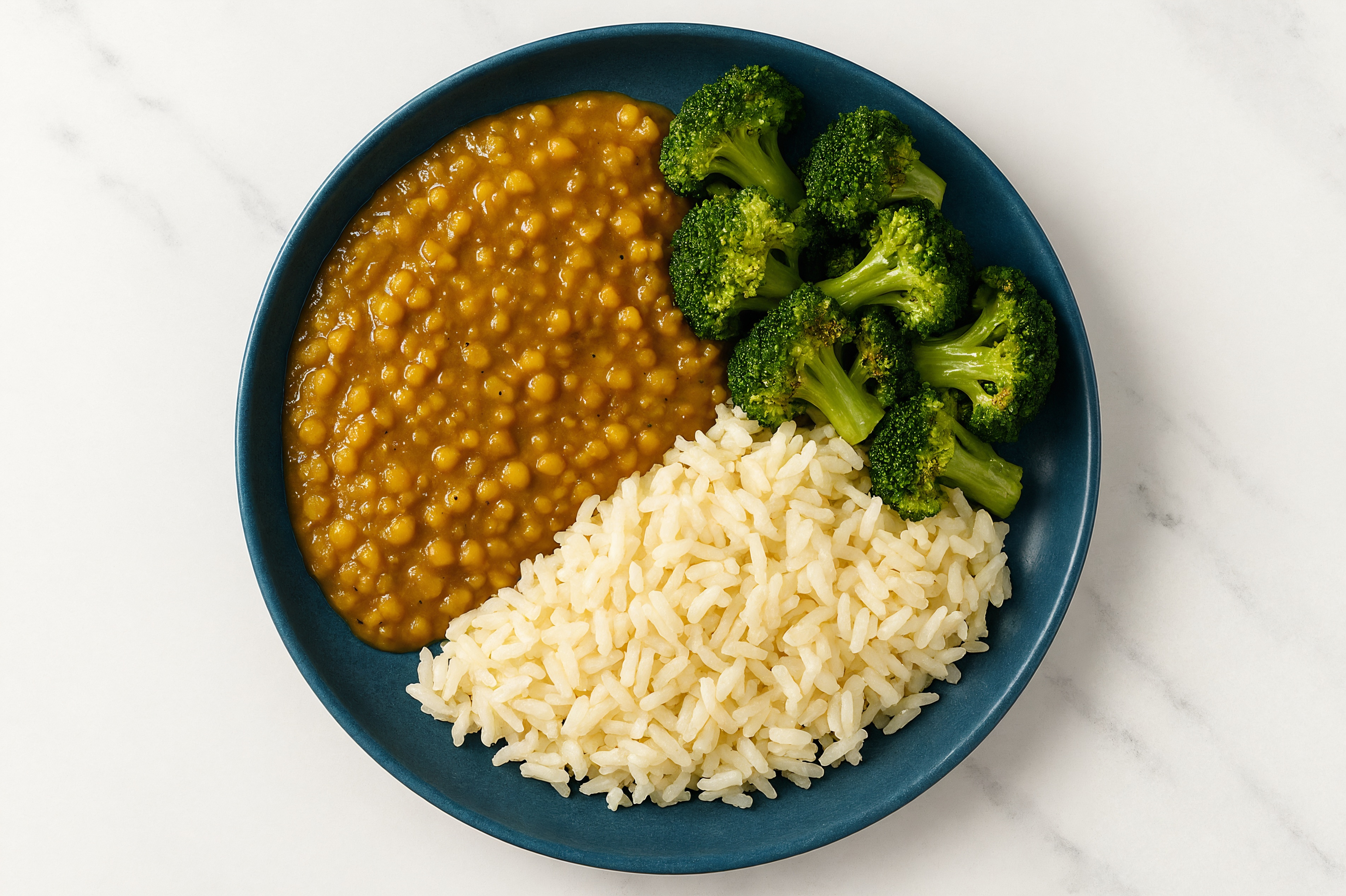Broccoli Yellow Lentil Dal Bowl over  Rice