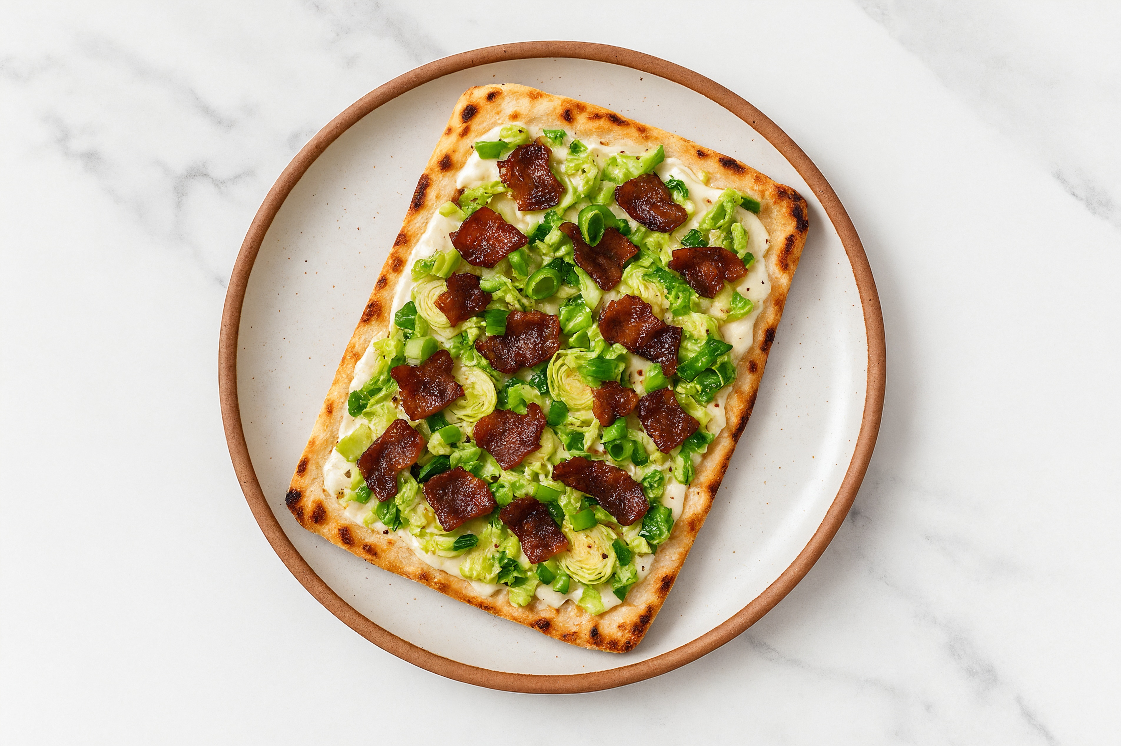 Creamy Brussels + MyBacon White Pie with Classic Alfredo