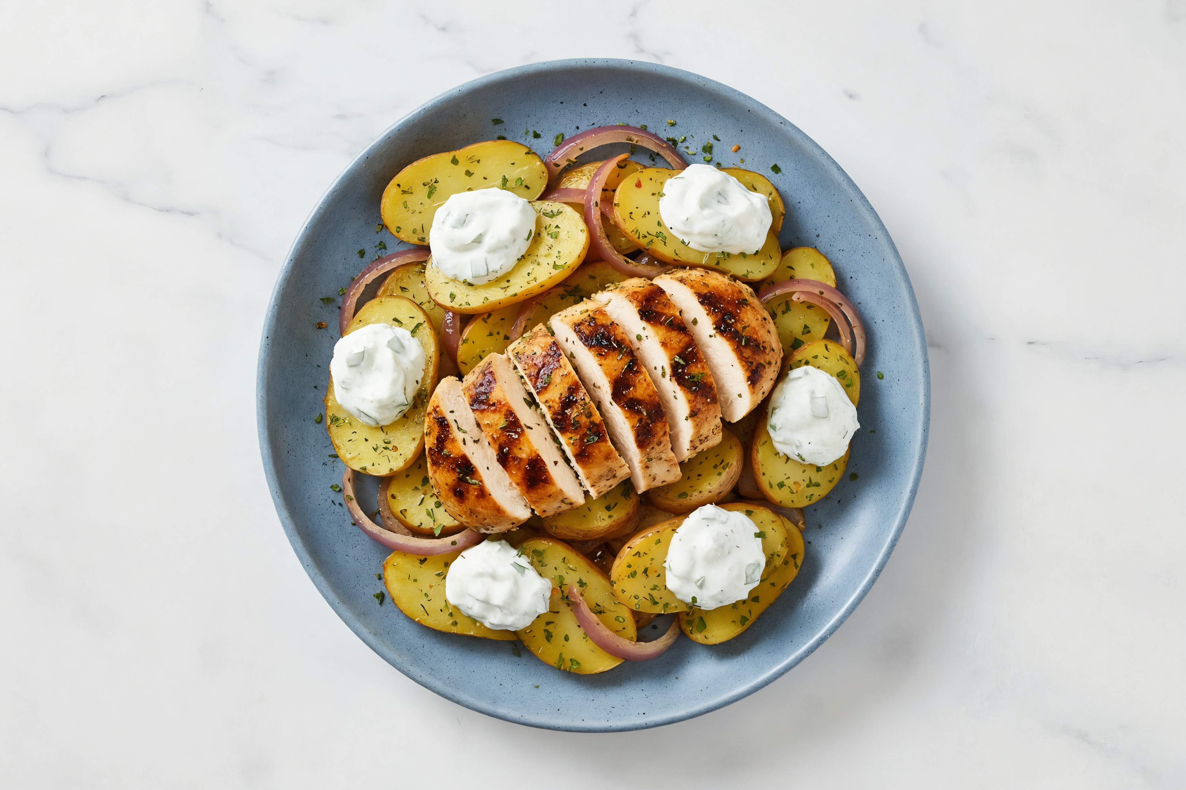 Easiest Tzatziki Mediterranean Grilled Chicken Breast + Veggies