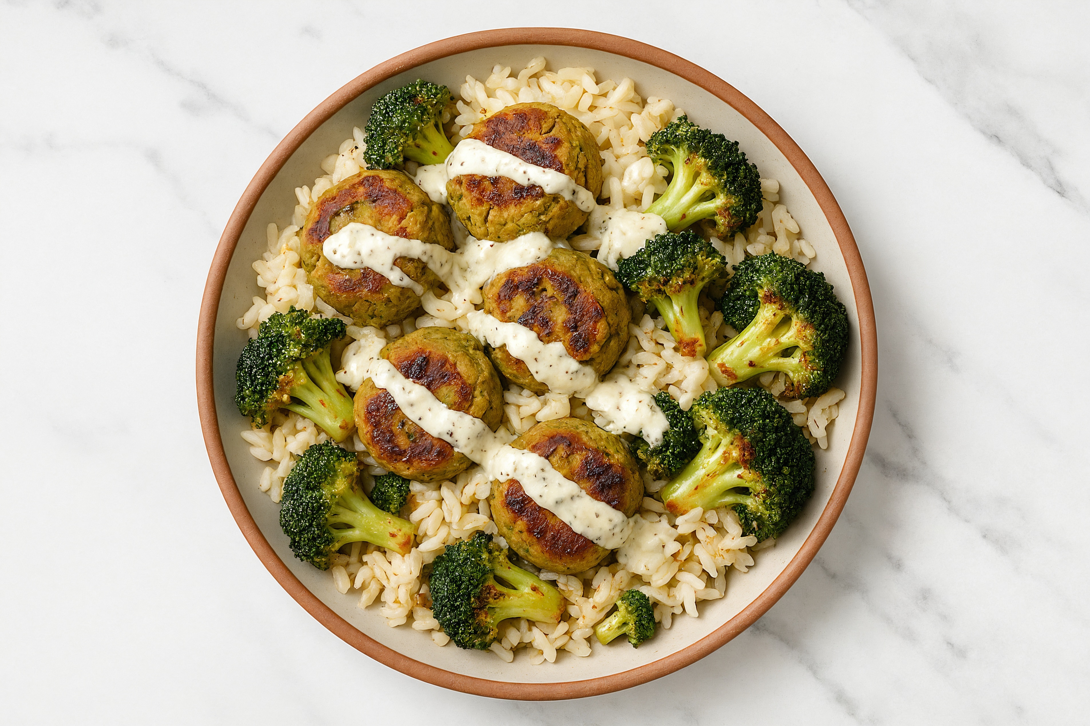 Extra Garlicky Falafel Long Grain White Rice Bowl