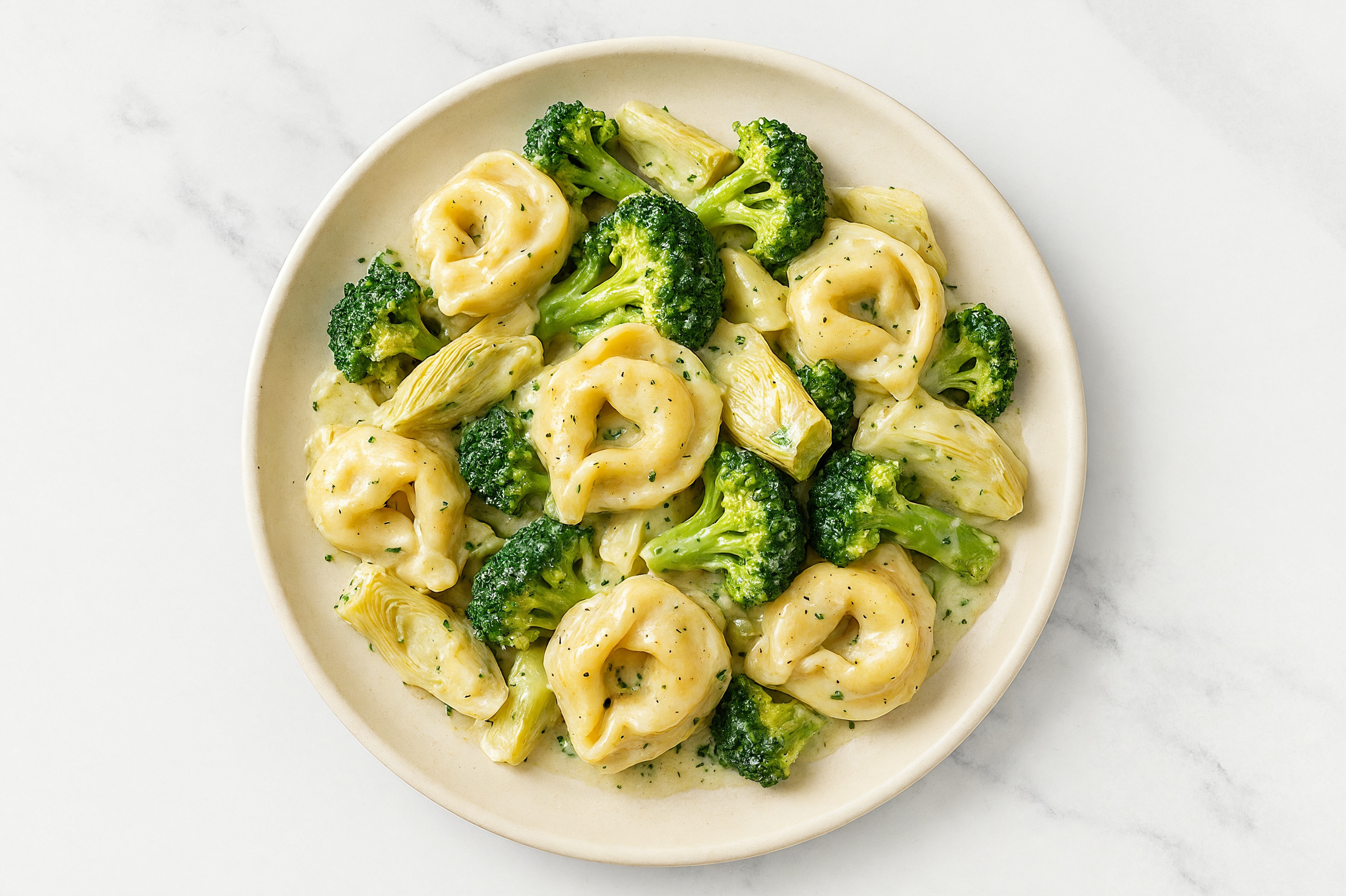 Herby Veggie Antipasti Tortelloni Herb Cream with Broccoli Florets