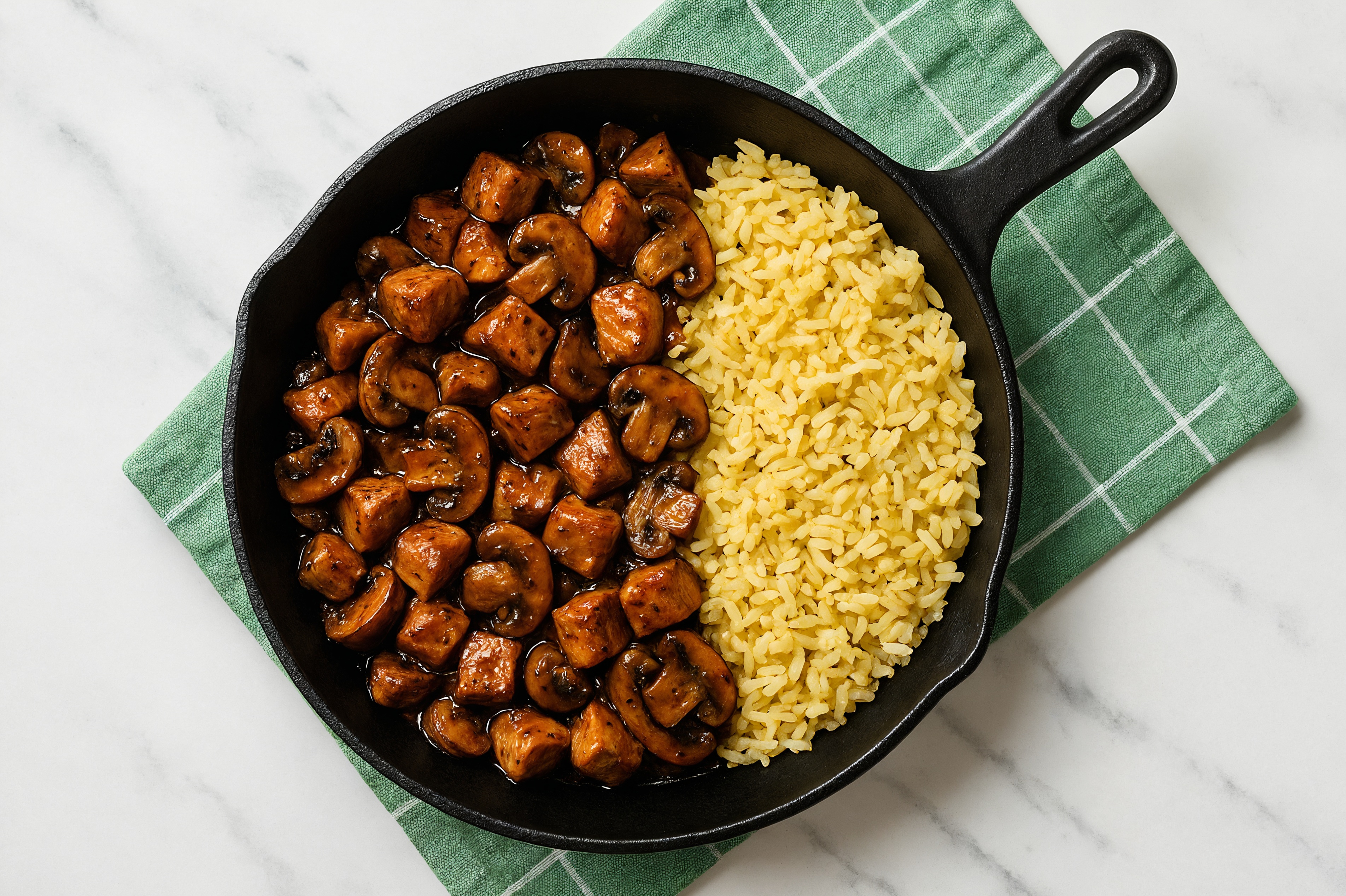 Tangy Pepper Pork Tenderloin Stir-Fry with Mushrooms over Jasmine Rice