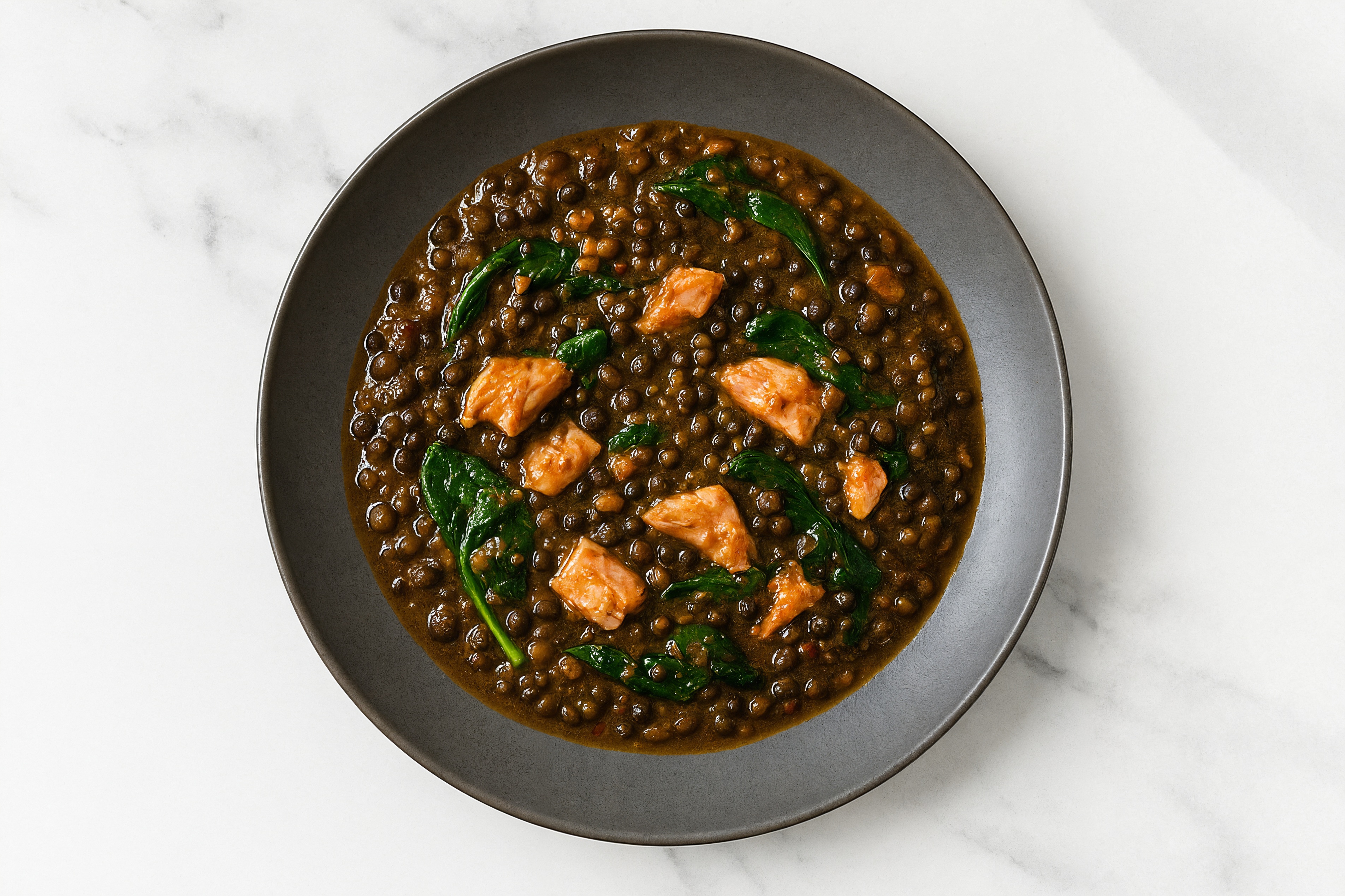 Salmon & Lentil Stew with Spinach