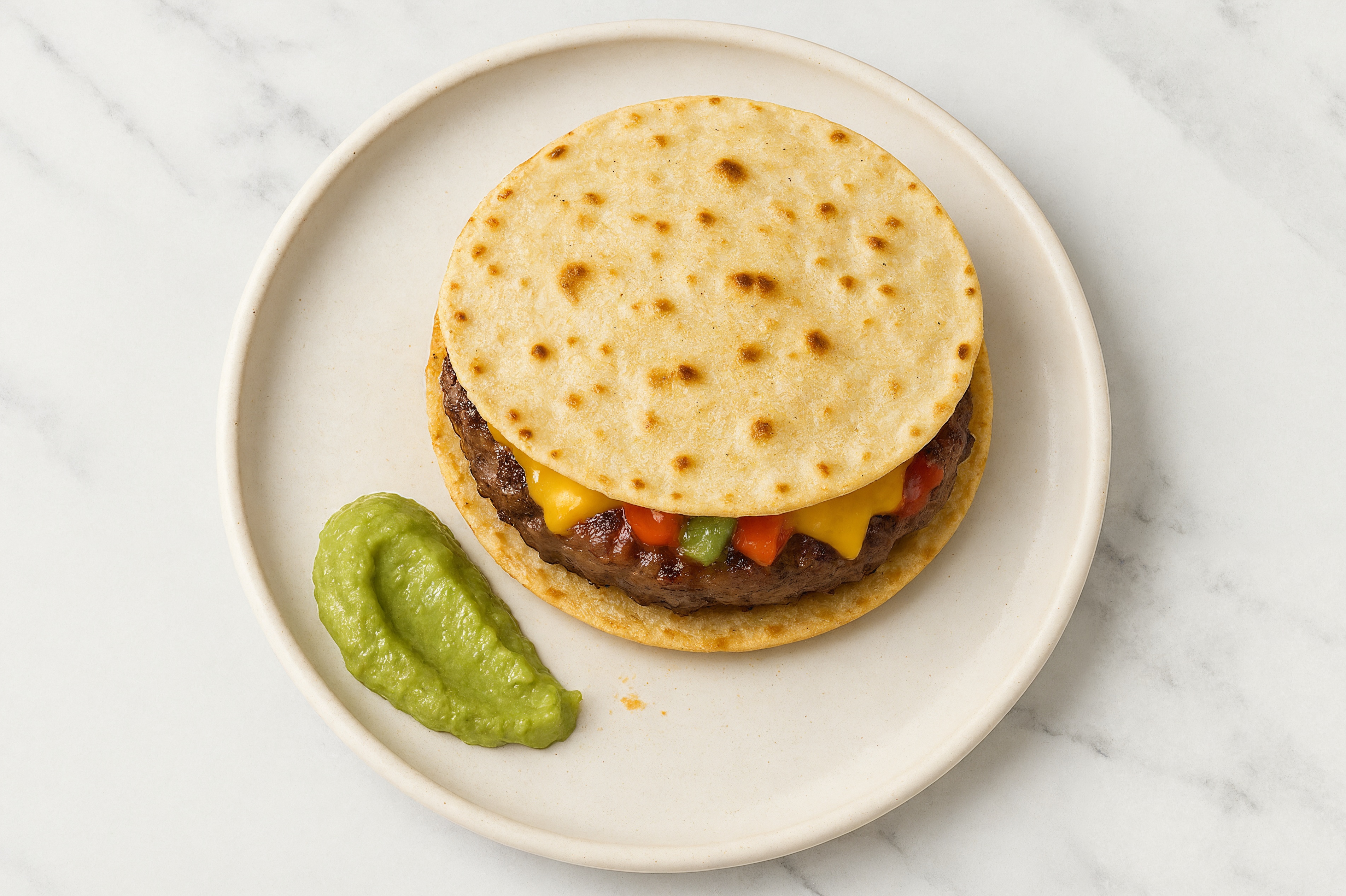 Cheesy Burger Quesadillas with Sharp Cheddar Bar