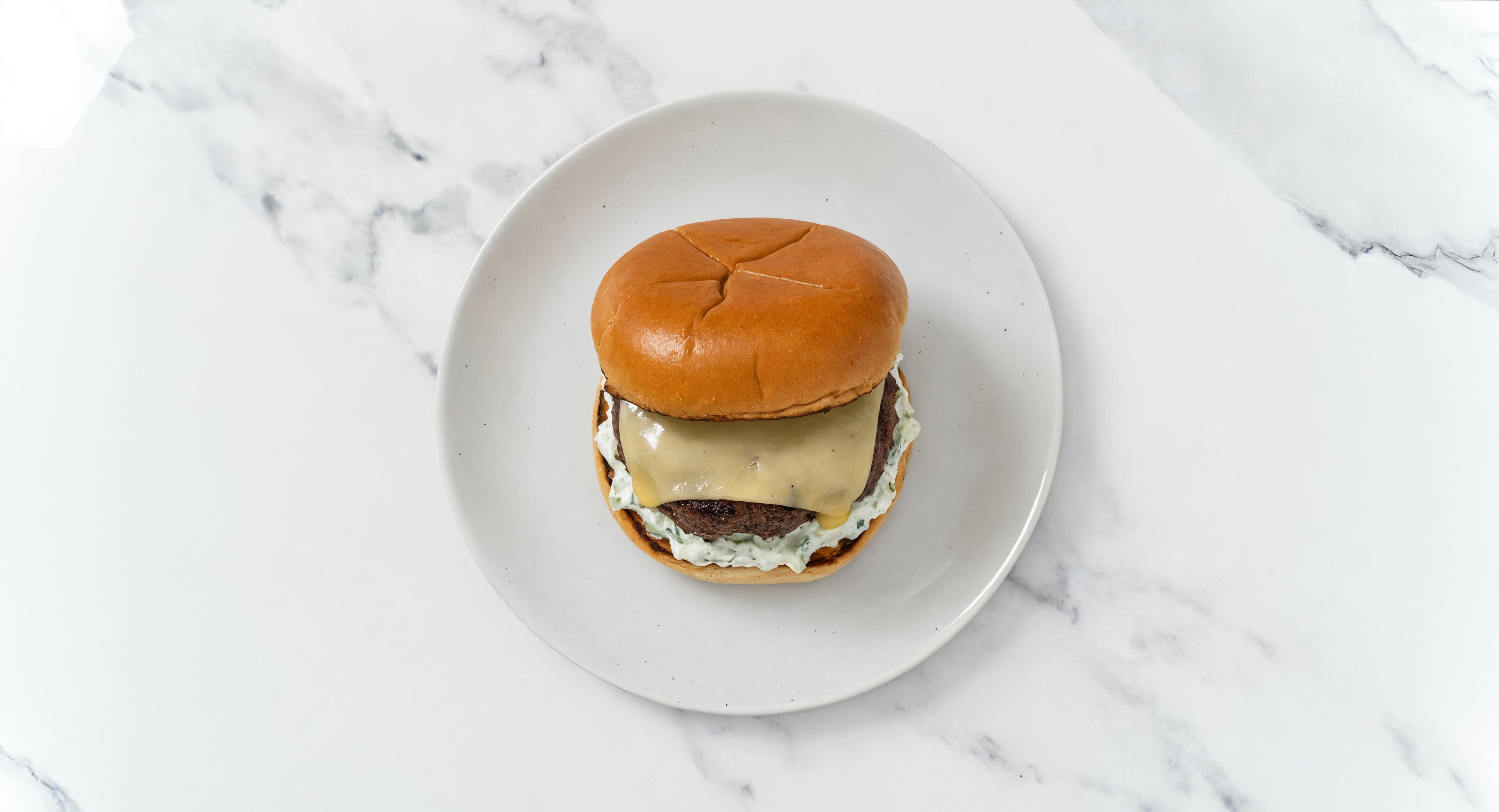 Gouda Wagyu Beef Burger on GF Bun with Cucumber Tzatziki