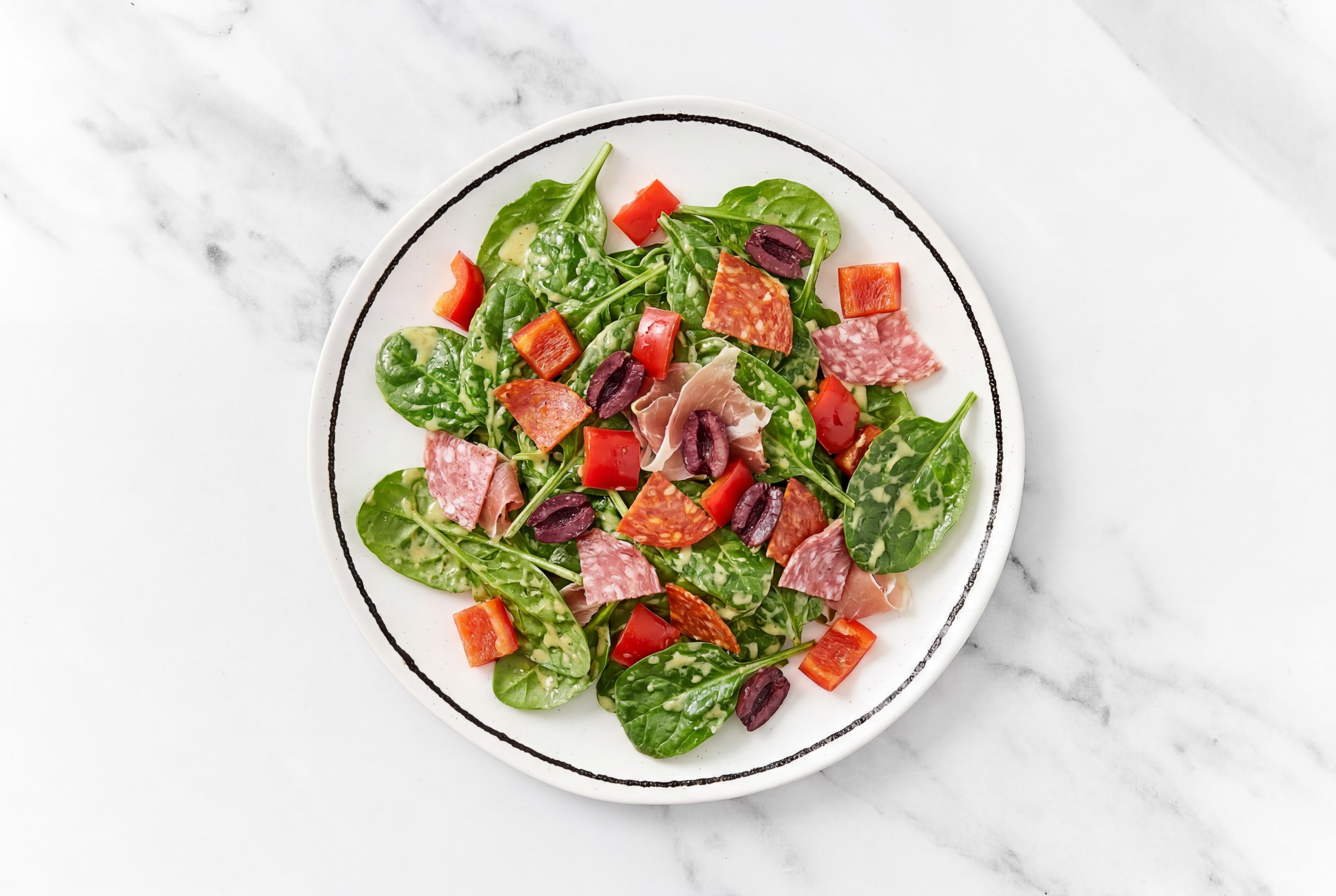 Garden Meaty Mezze Mediterranean Salad with Baby Spinach