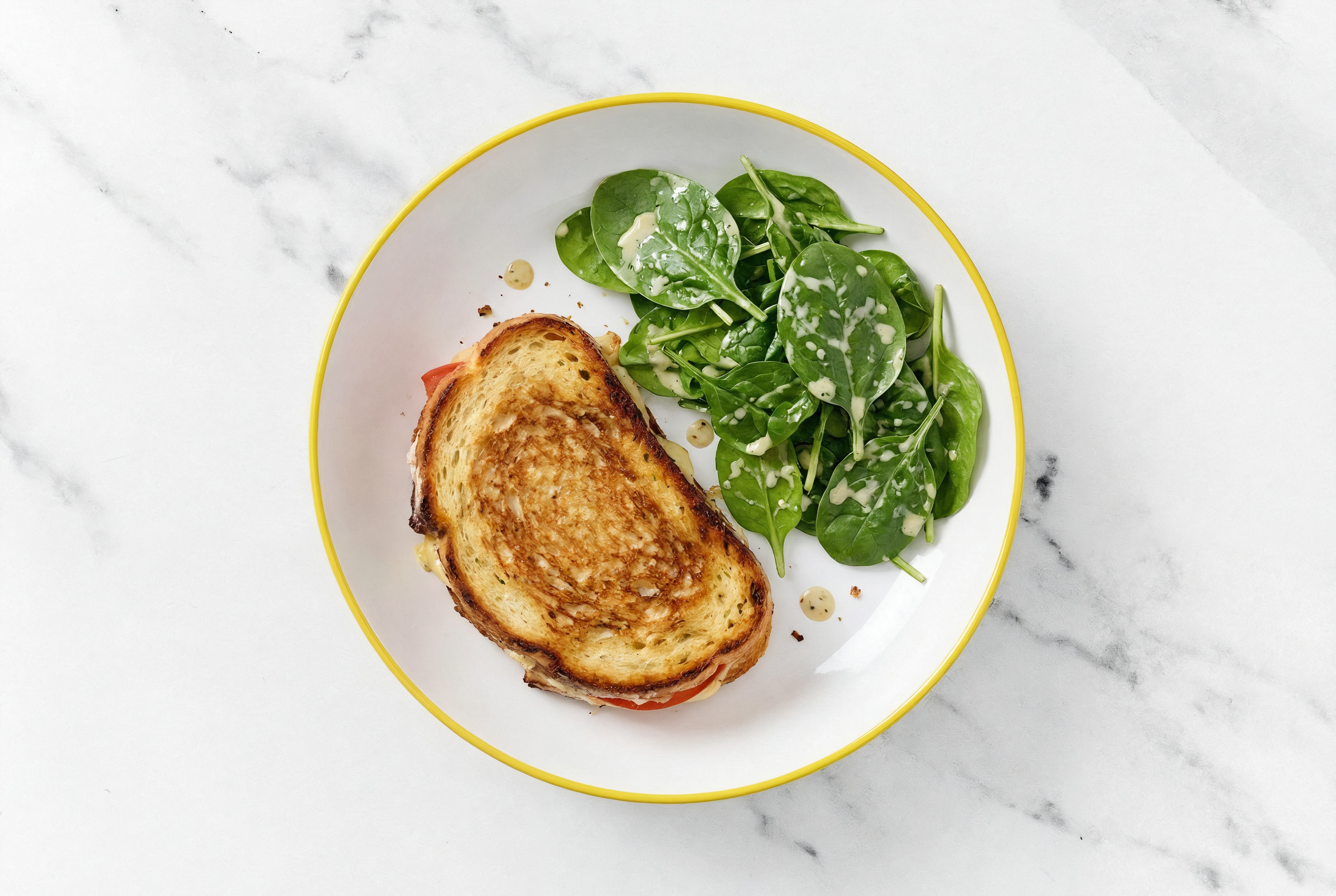 Hearty Bougie Beefsteak Tomato White Cheddar Grilled Cheese + Organic Spinach Side Salad