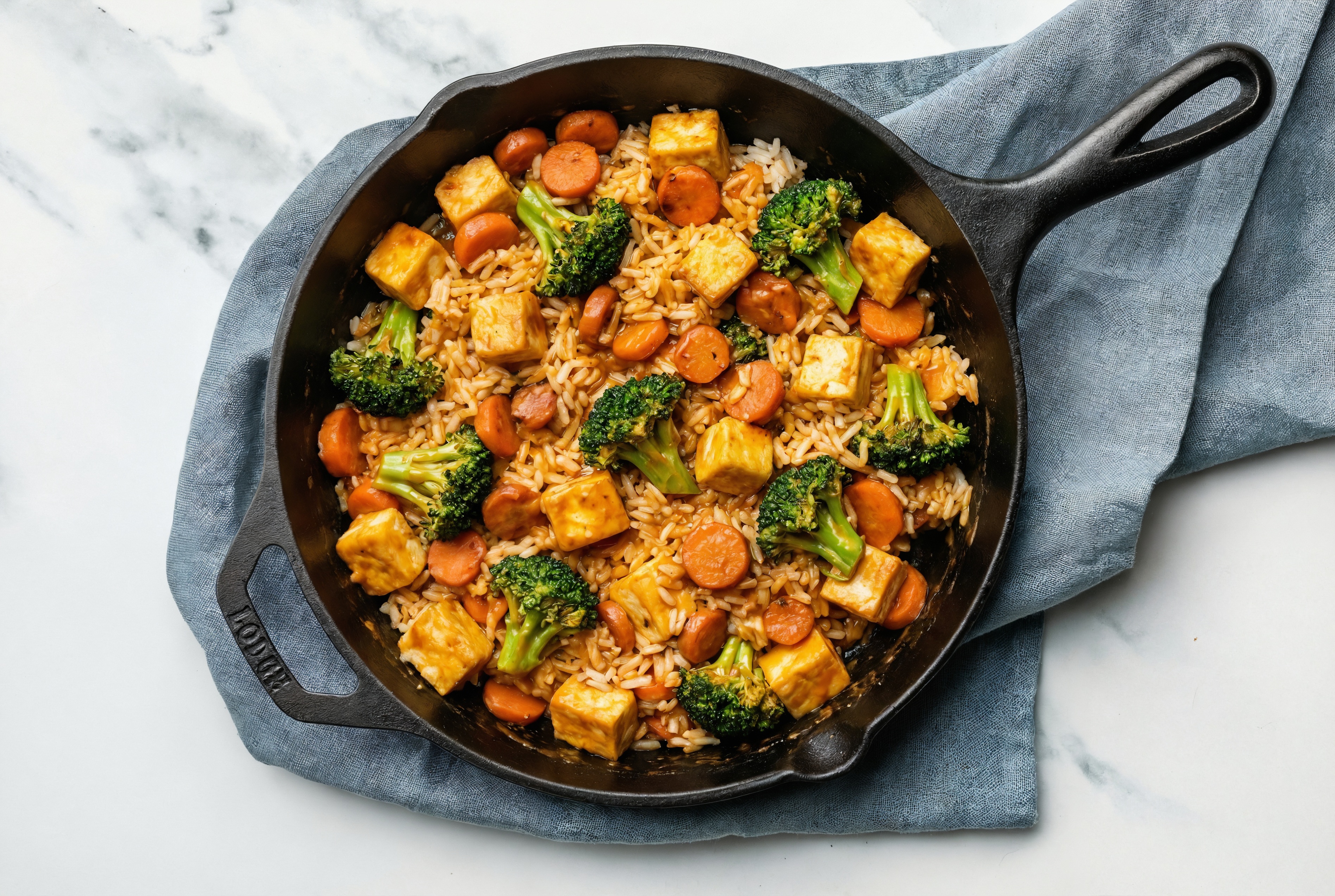 Paneer in Peppery Sauce with Broccoli + Carrots over Long Grain White Rice