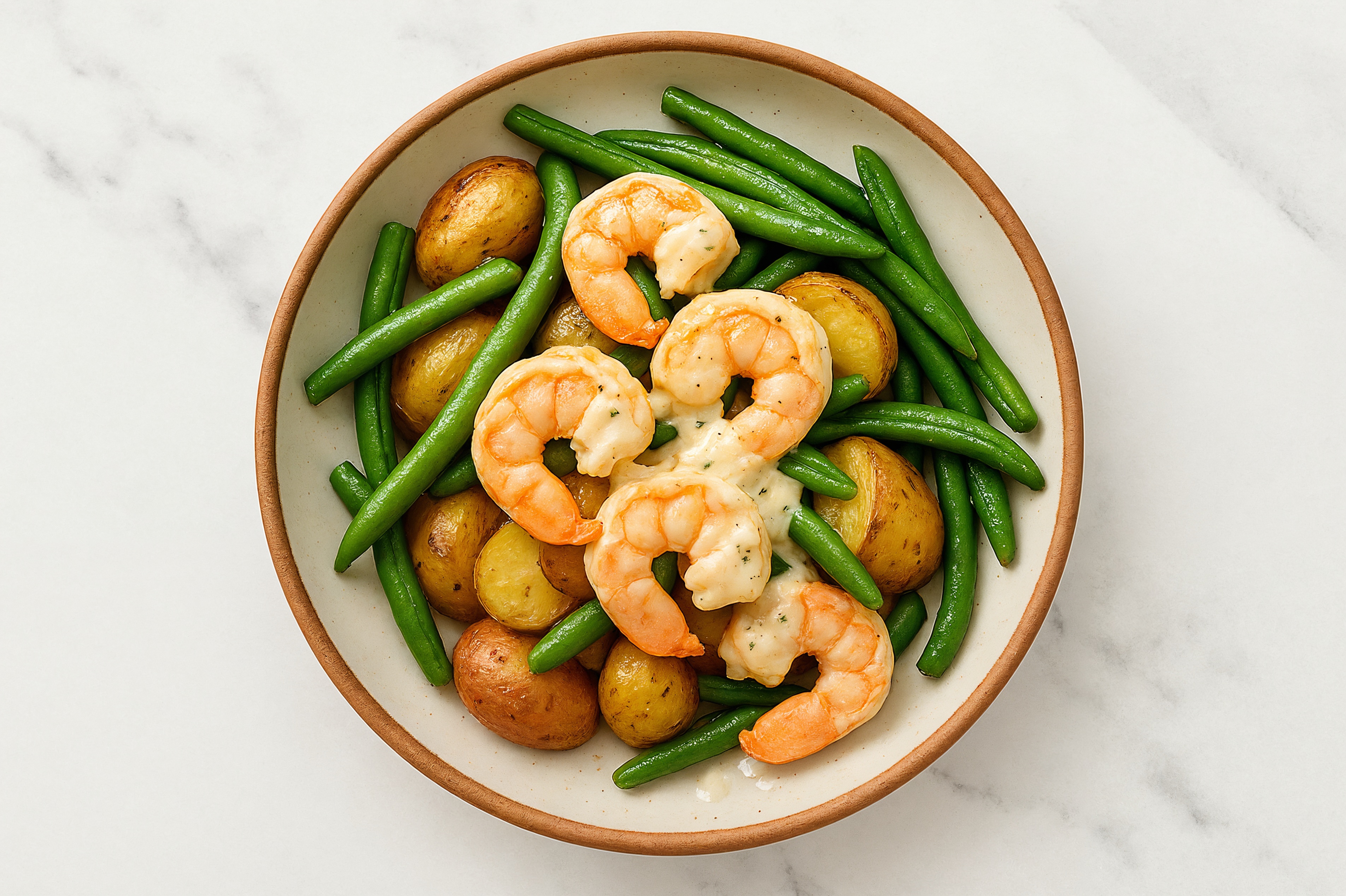 Creamy Garlic Shrimp Potato Bowl