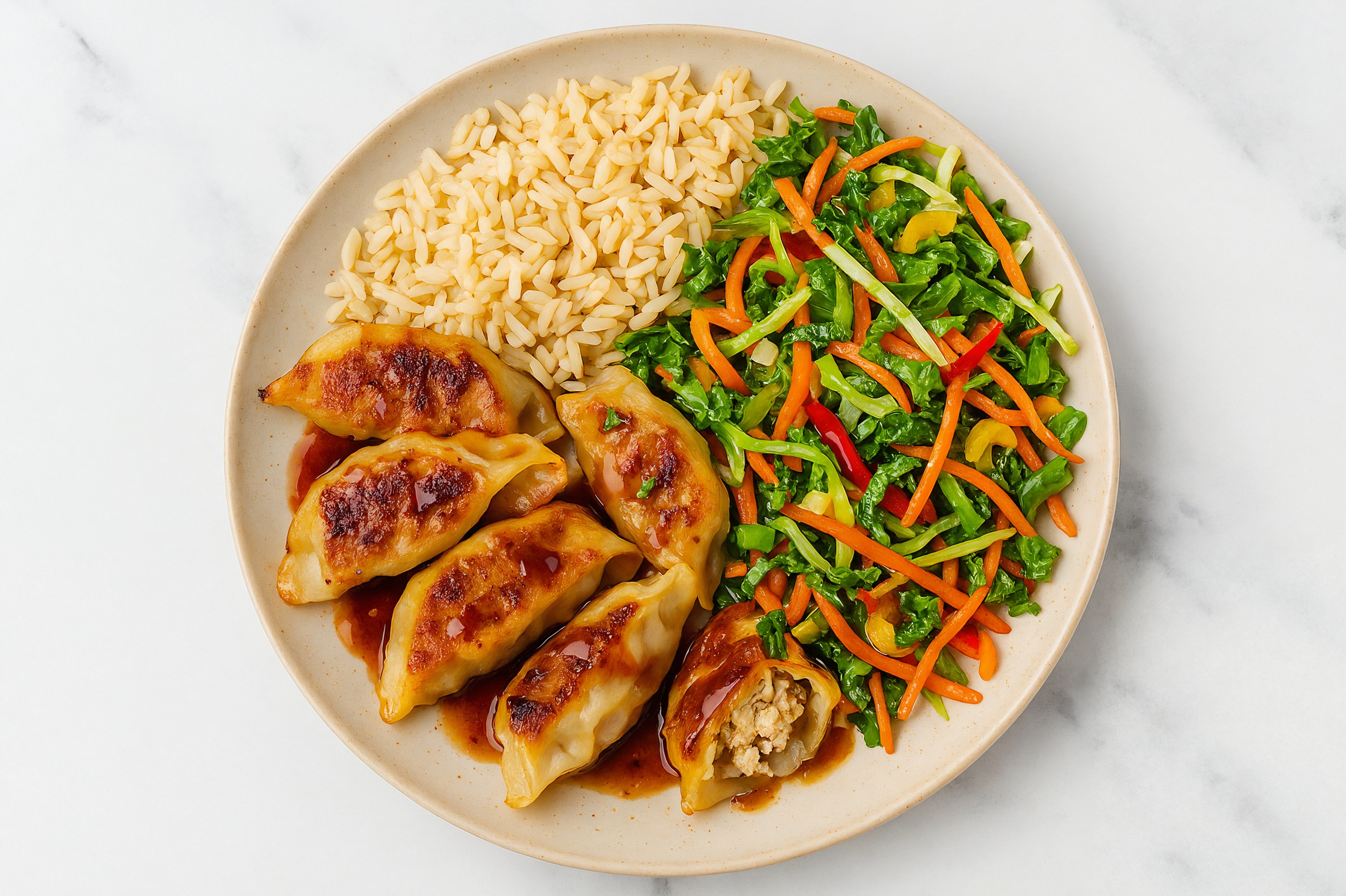 Fried Chicken Dumplings + Sweet Chili Super Veggie Bowl