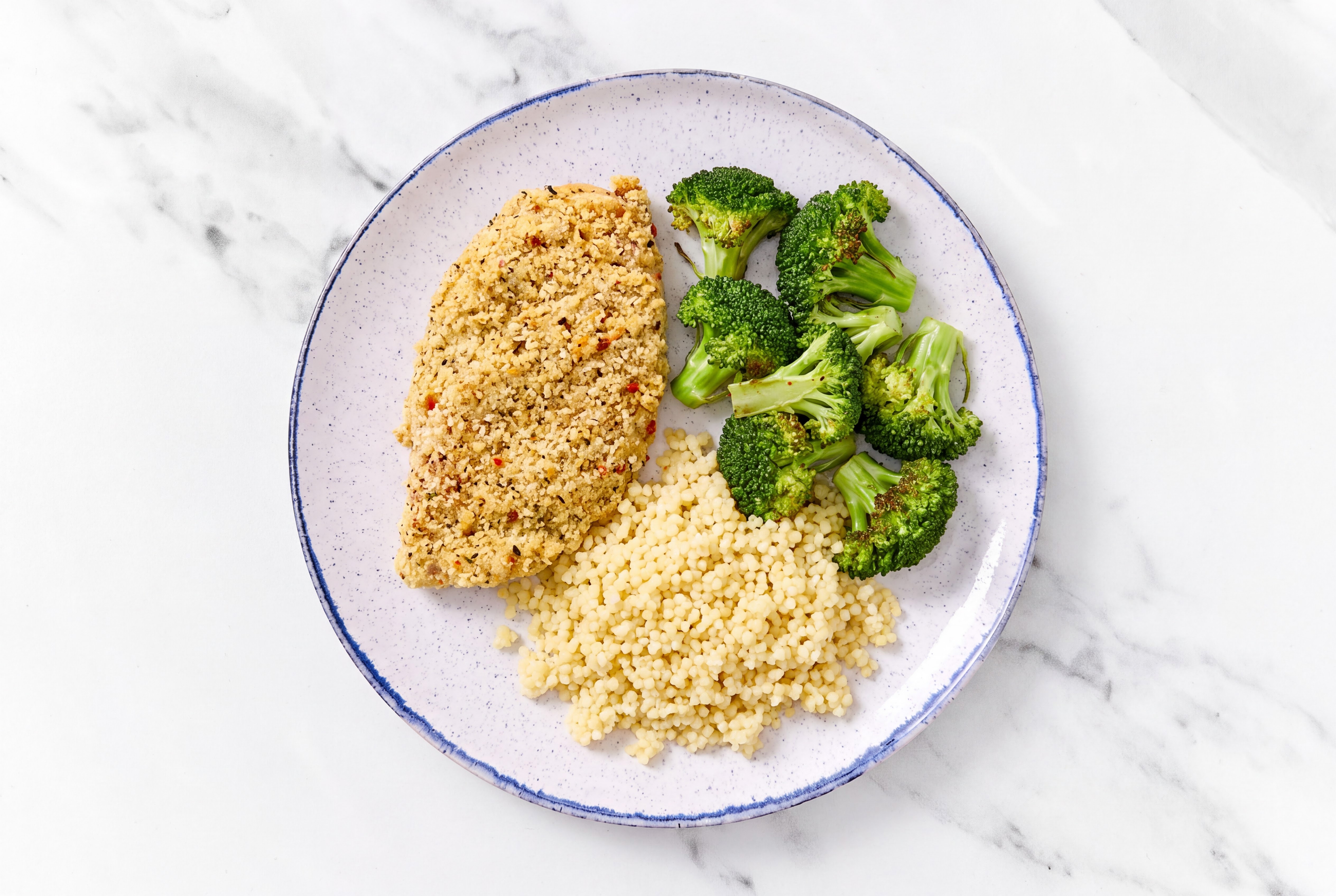 Parmesan Breaded Chicken Cutlet with Broccoli & Couscous