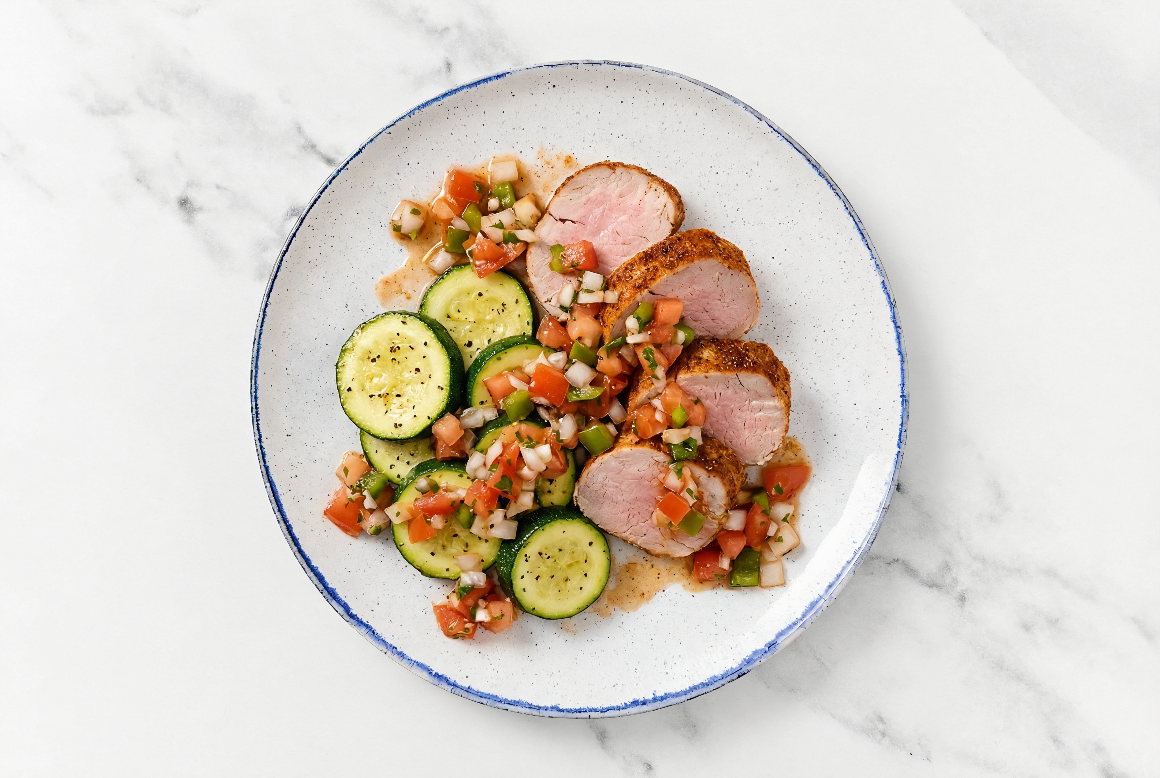 Hearty  Pork Tenderloin with Fresh Salsa with Zucchini