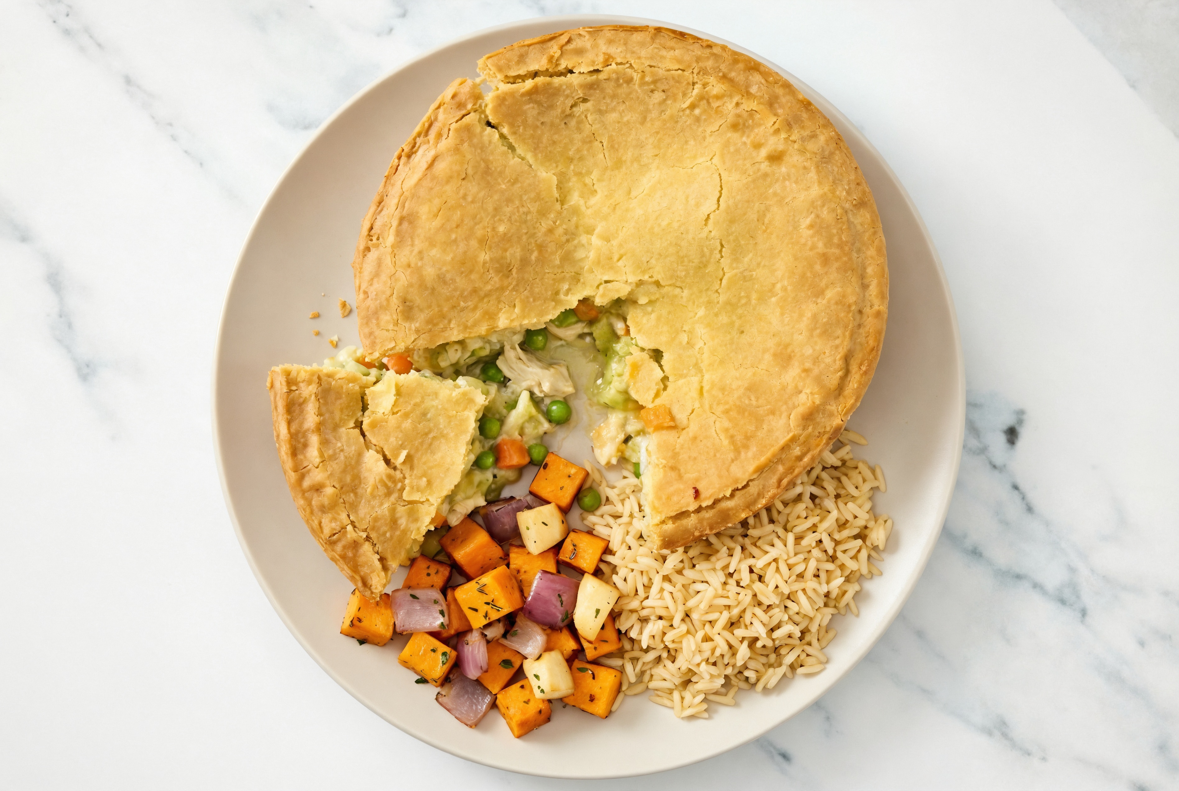 Chicken Pot Pie with Roasting Veggies & Bone Broth Rice