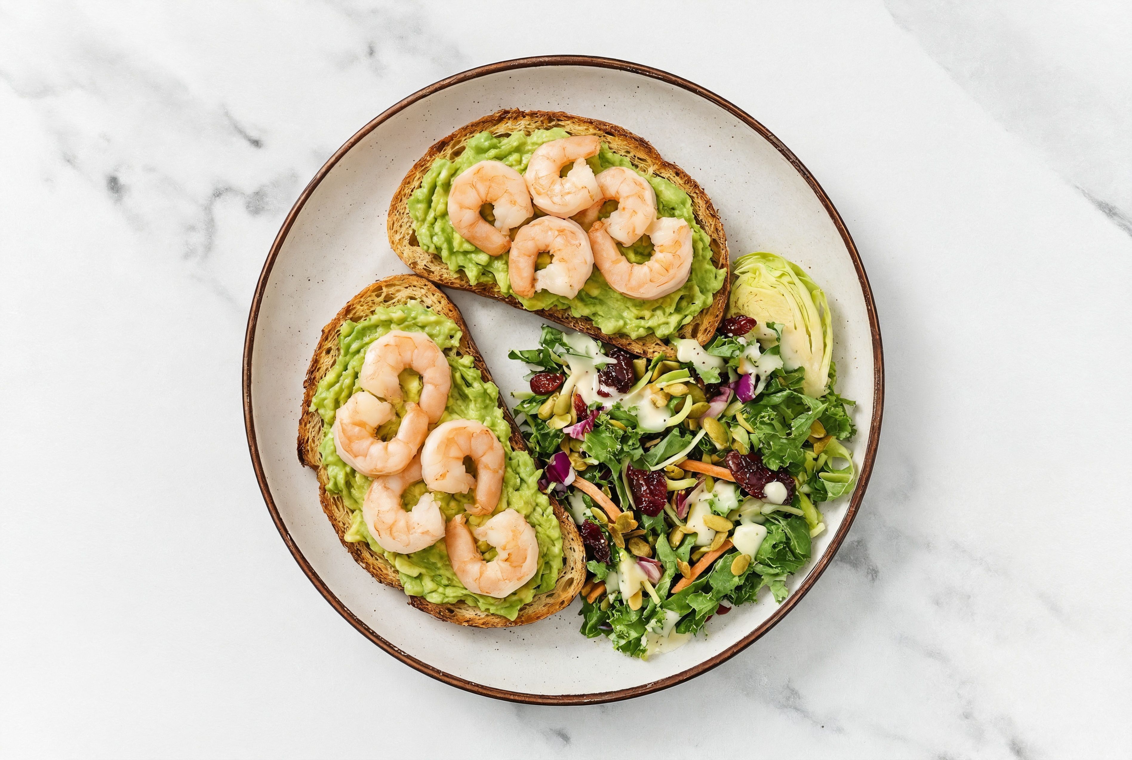 Open Face Avocado Sandwiches with Shrimp + a Kale Salad