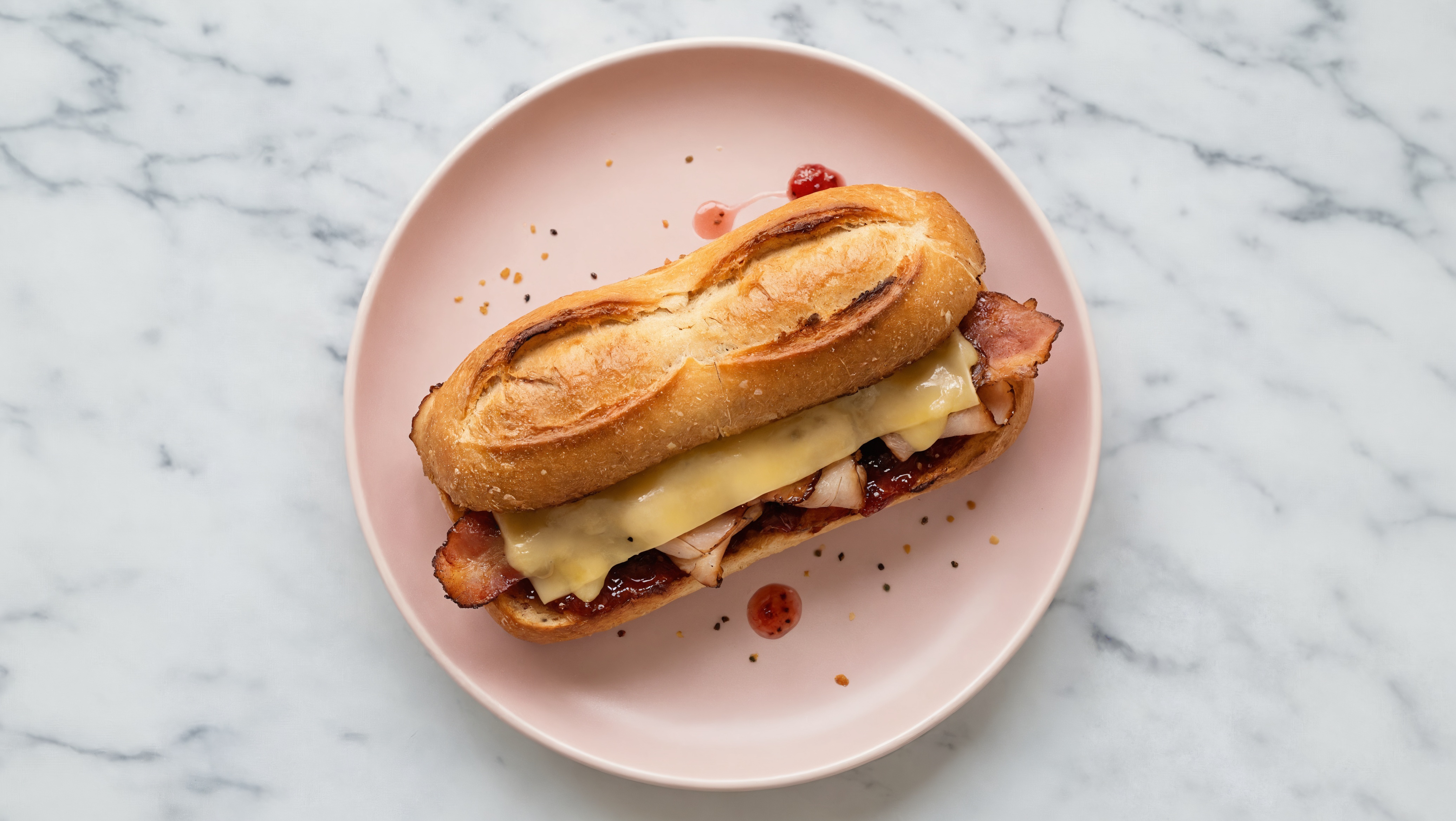 Turkey Bacon, Gouda + Strawberry Jam Tartine