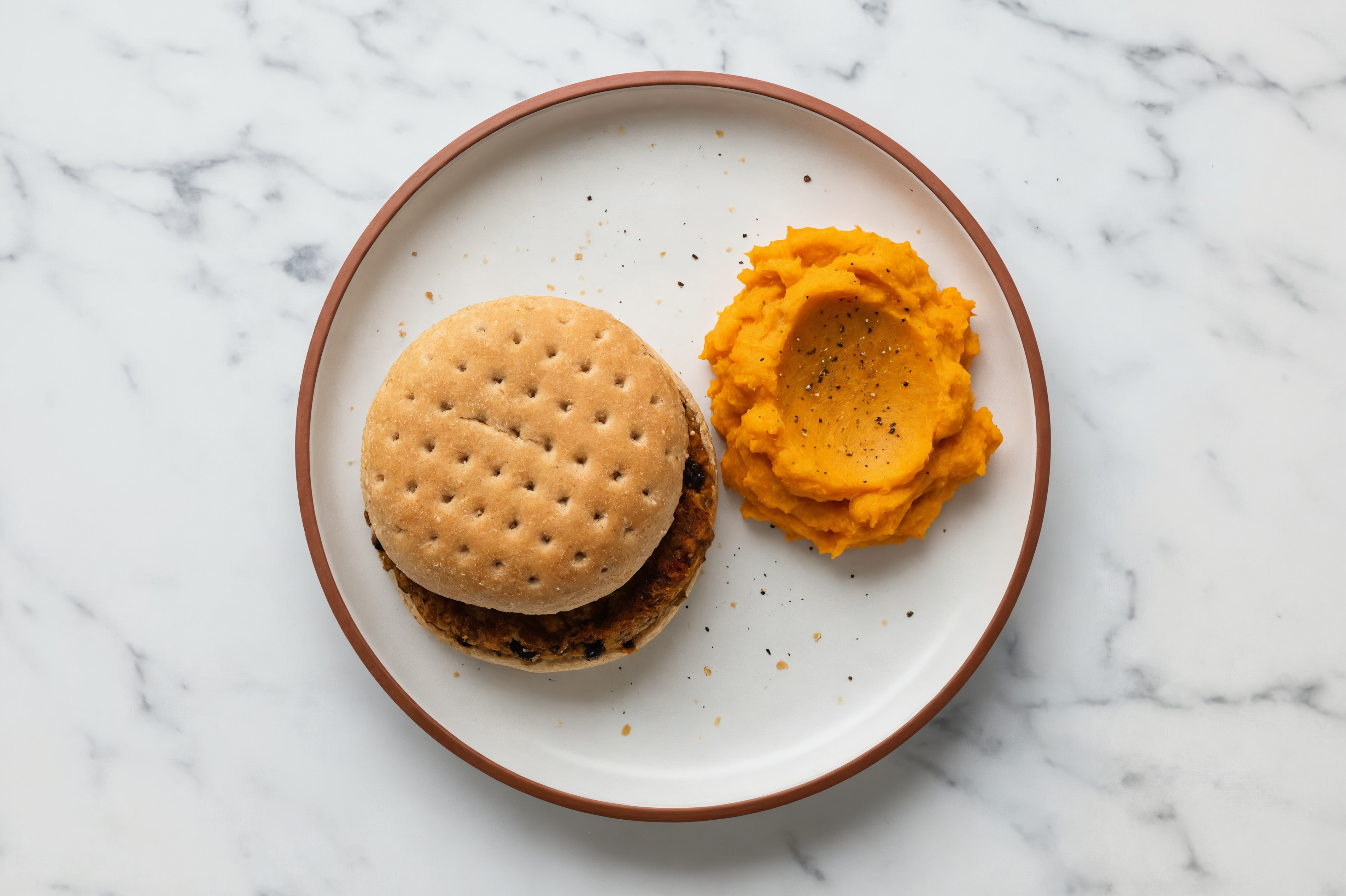 Herby Black Bean Burger + Sweet Potato Mash