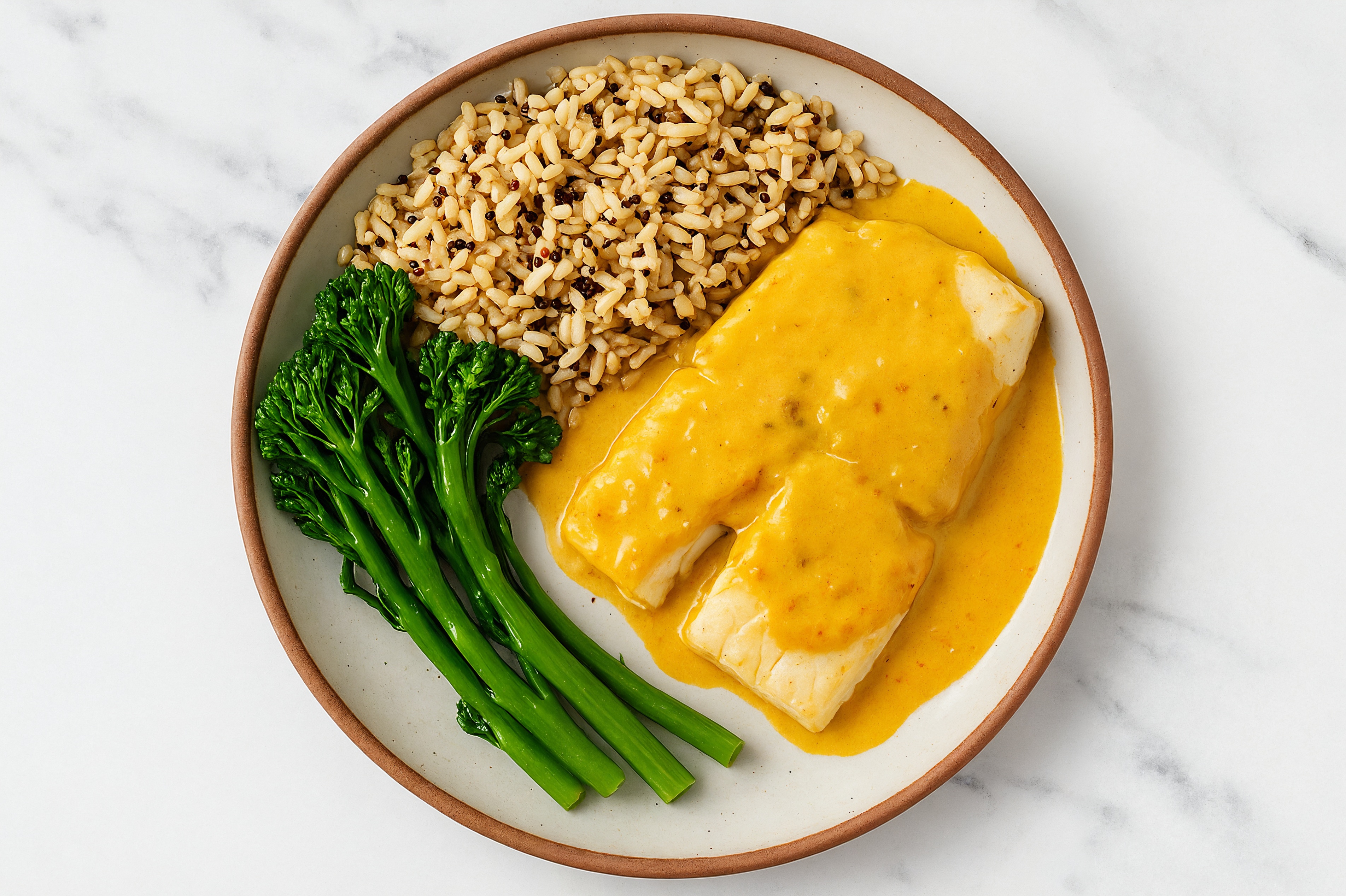 Coconut Curry Cod with Broccoli + Brown Rice