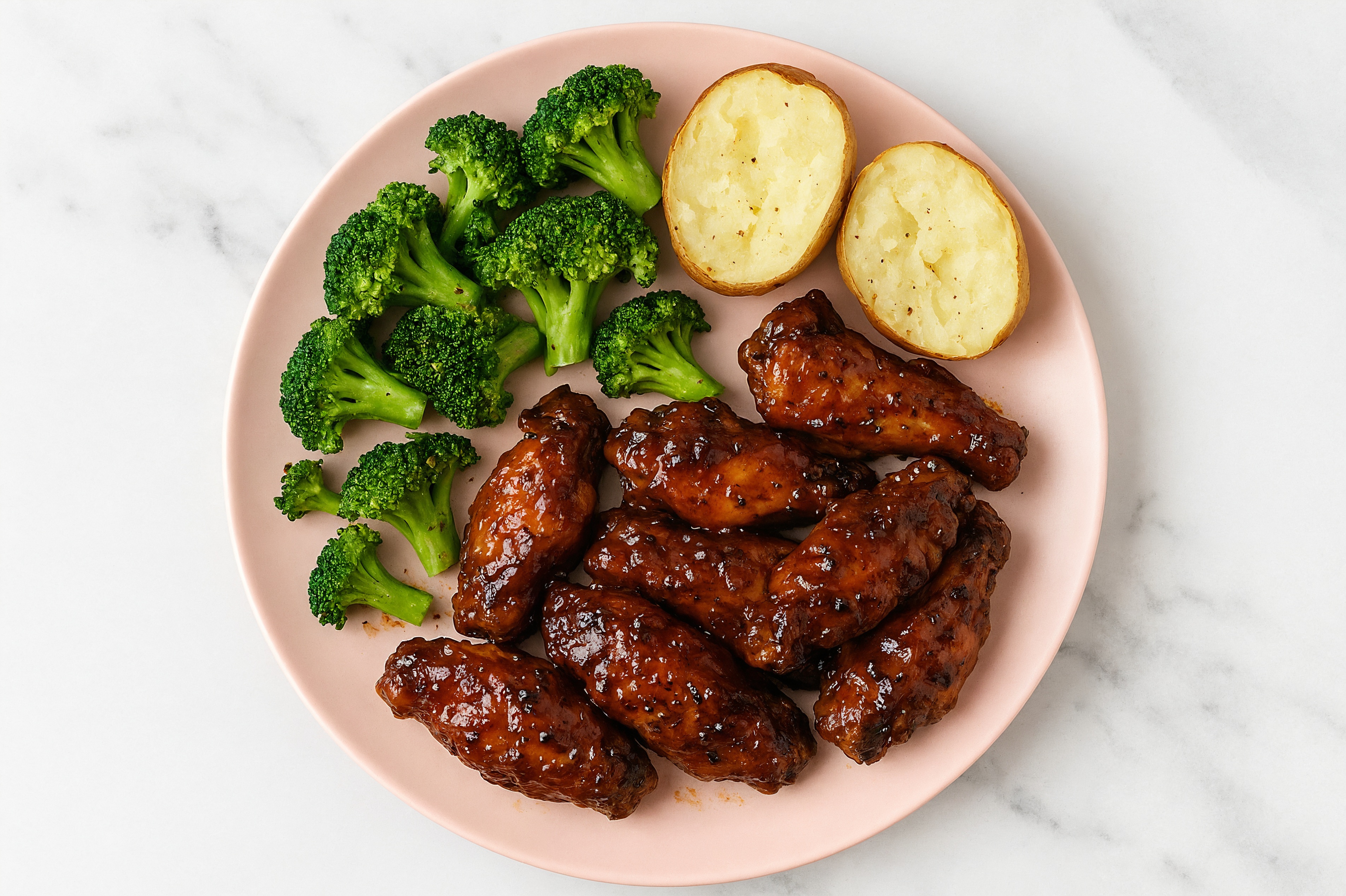 Black Pepper Chicken Wings + Steamed Broccoli Florets