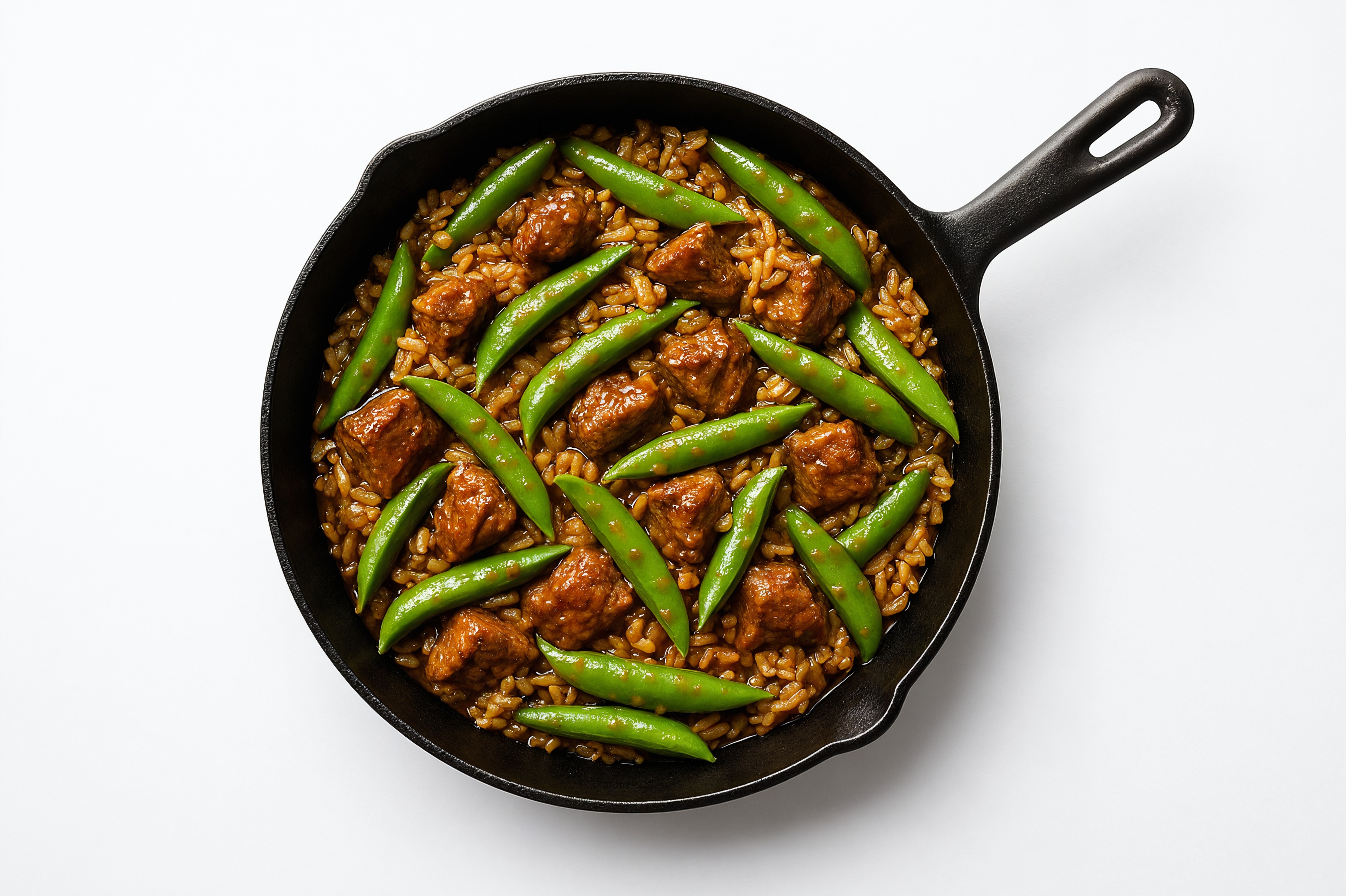 Sesame Ginger Pea Snap + Bison Stir-Fry with Brown Rice