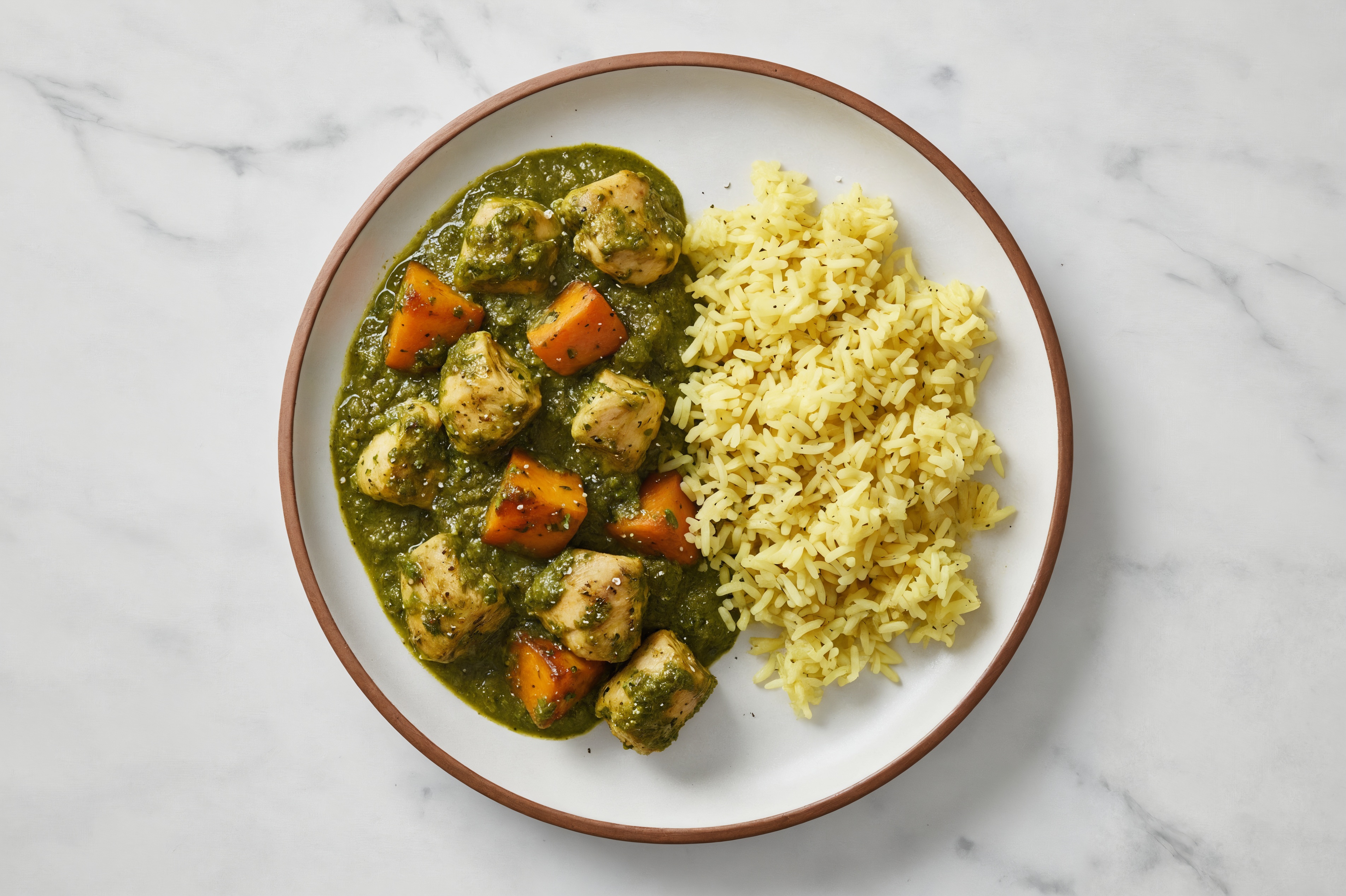  Chicken Sweet Potato Saag over Jasmine Rice
