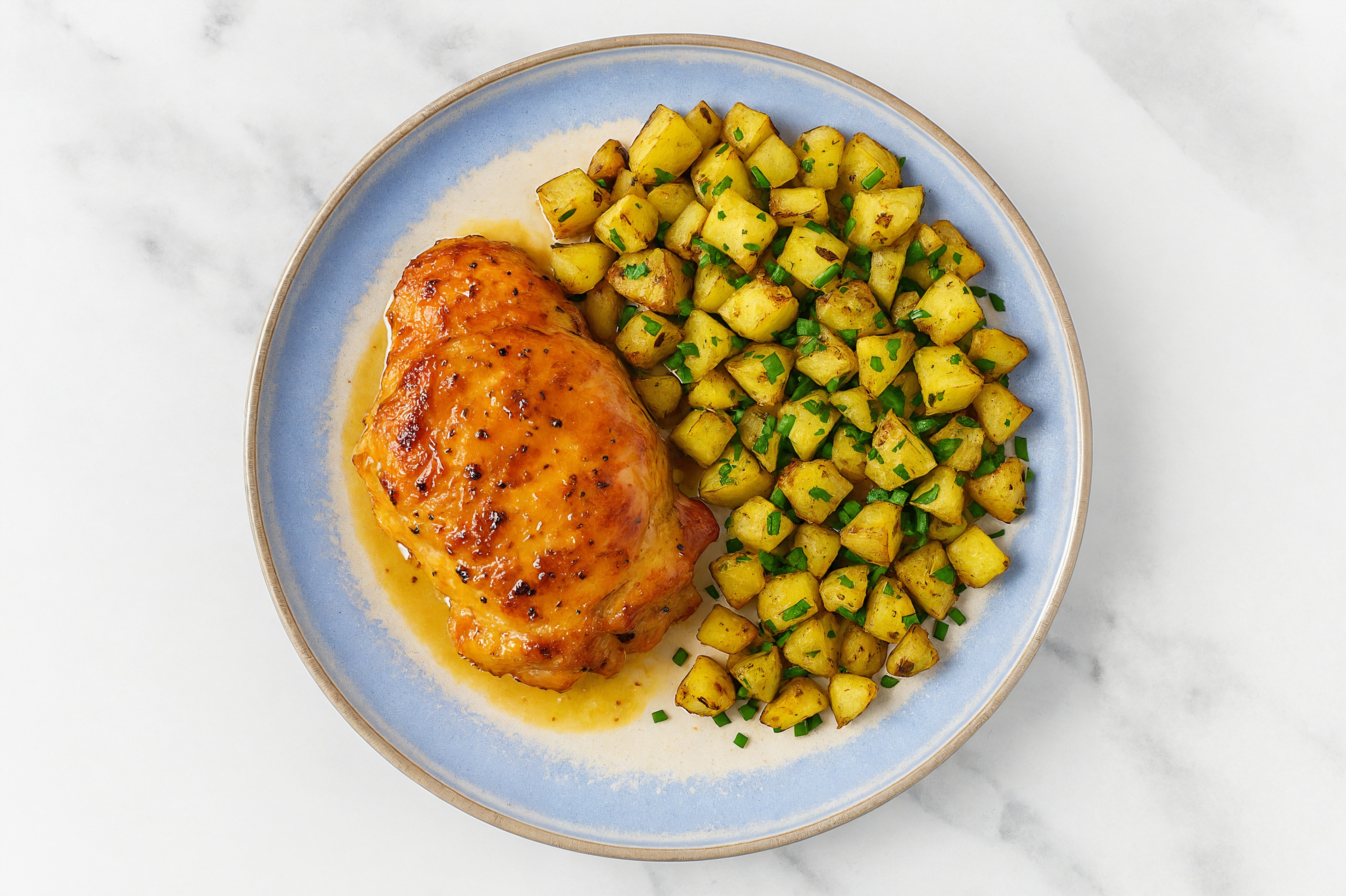 Miso Roasted Chicken Thighs + Herby Potatoes