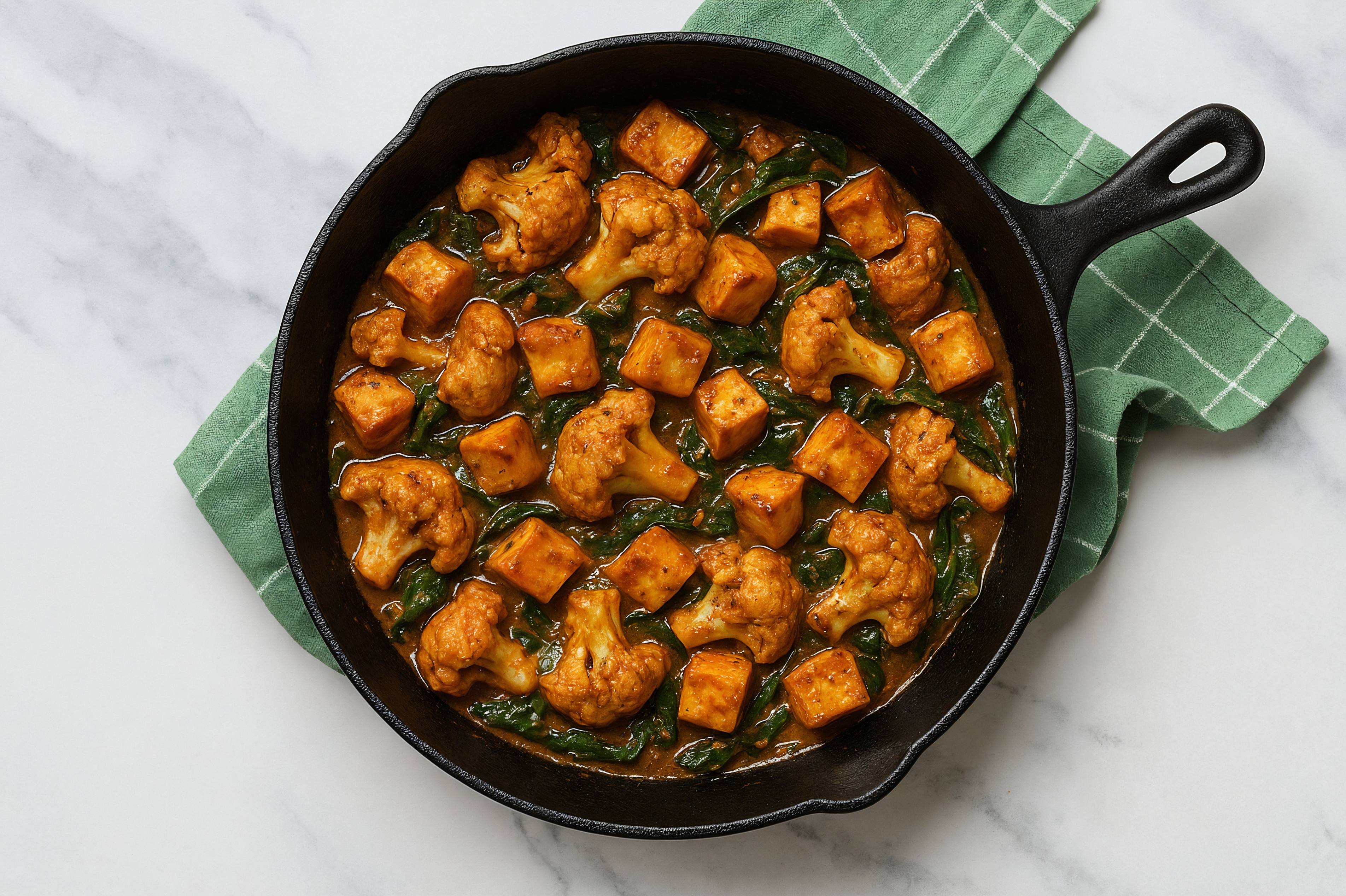 Bright Gingery Soft & Creamy Paneer + Cauliflower Stir Fry