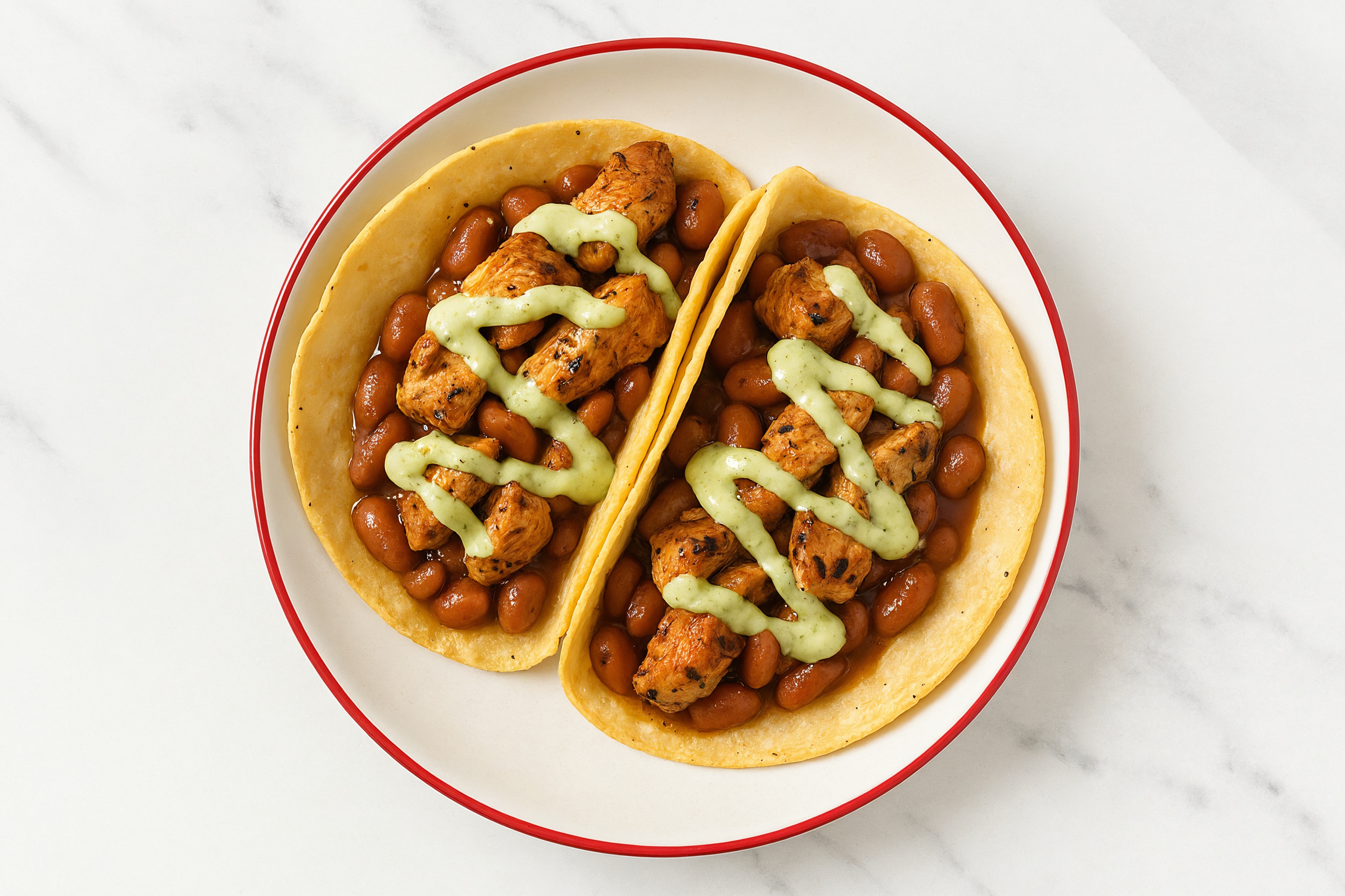 Herby Chipotle Turkey Tacos with Jalapeño Crema & Pinto Beans