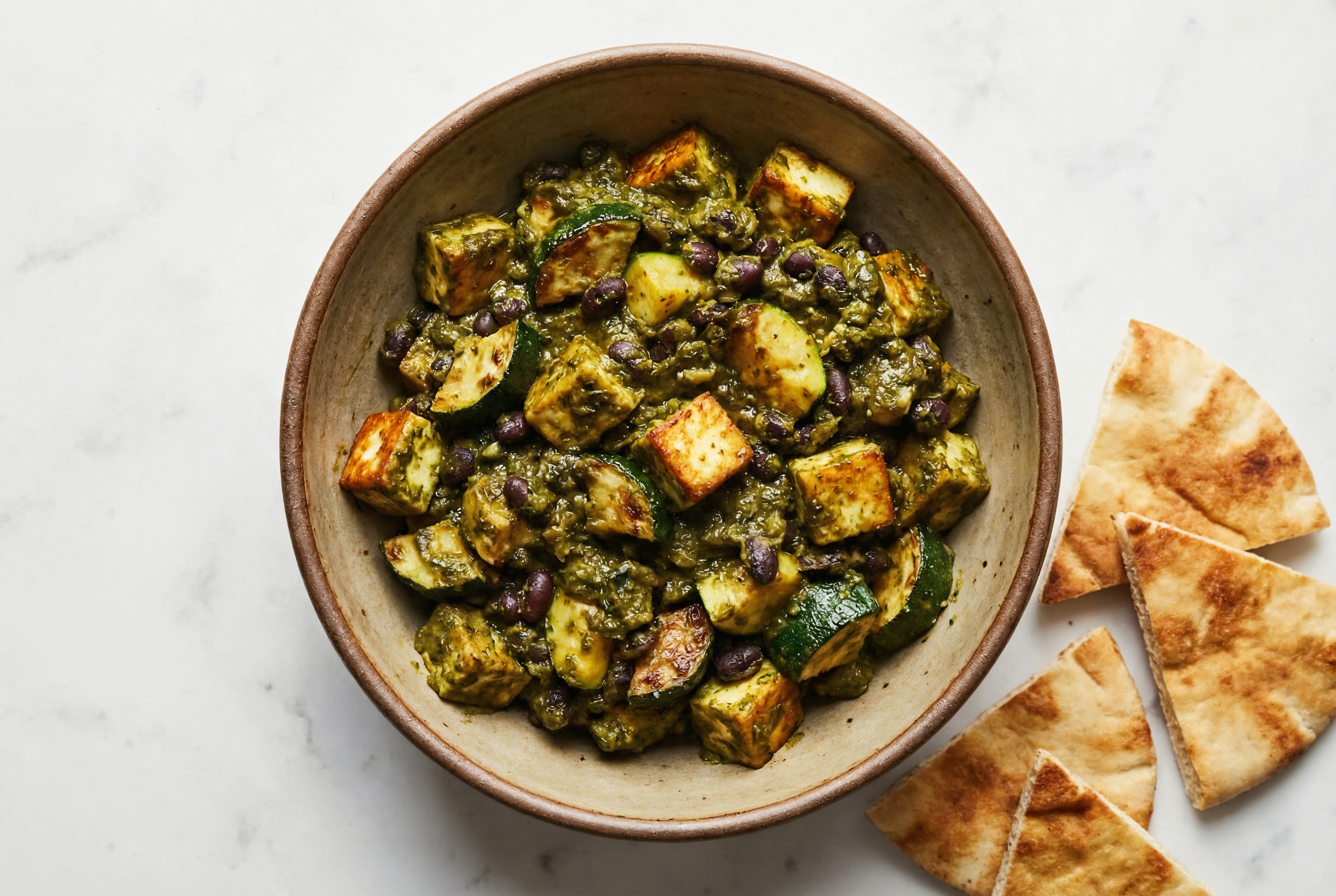 Chile Black Bean Paneer Saag + Pita Wedges
