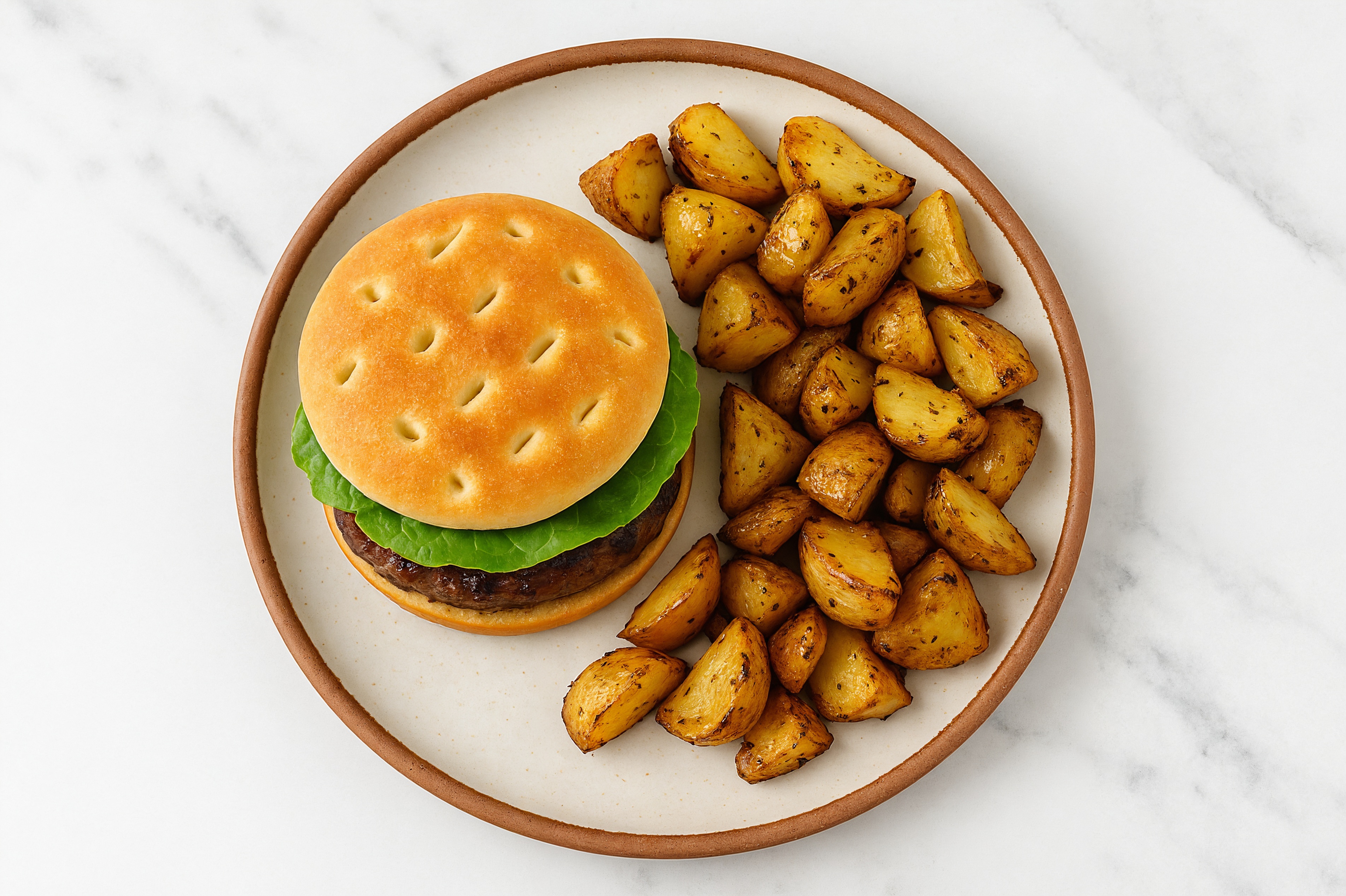 Herby Hamburger + Rosemary Potatoes with Wagyu Beef Patties