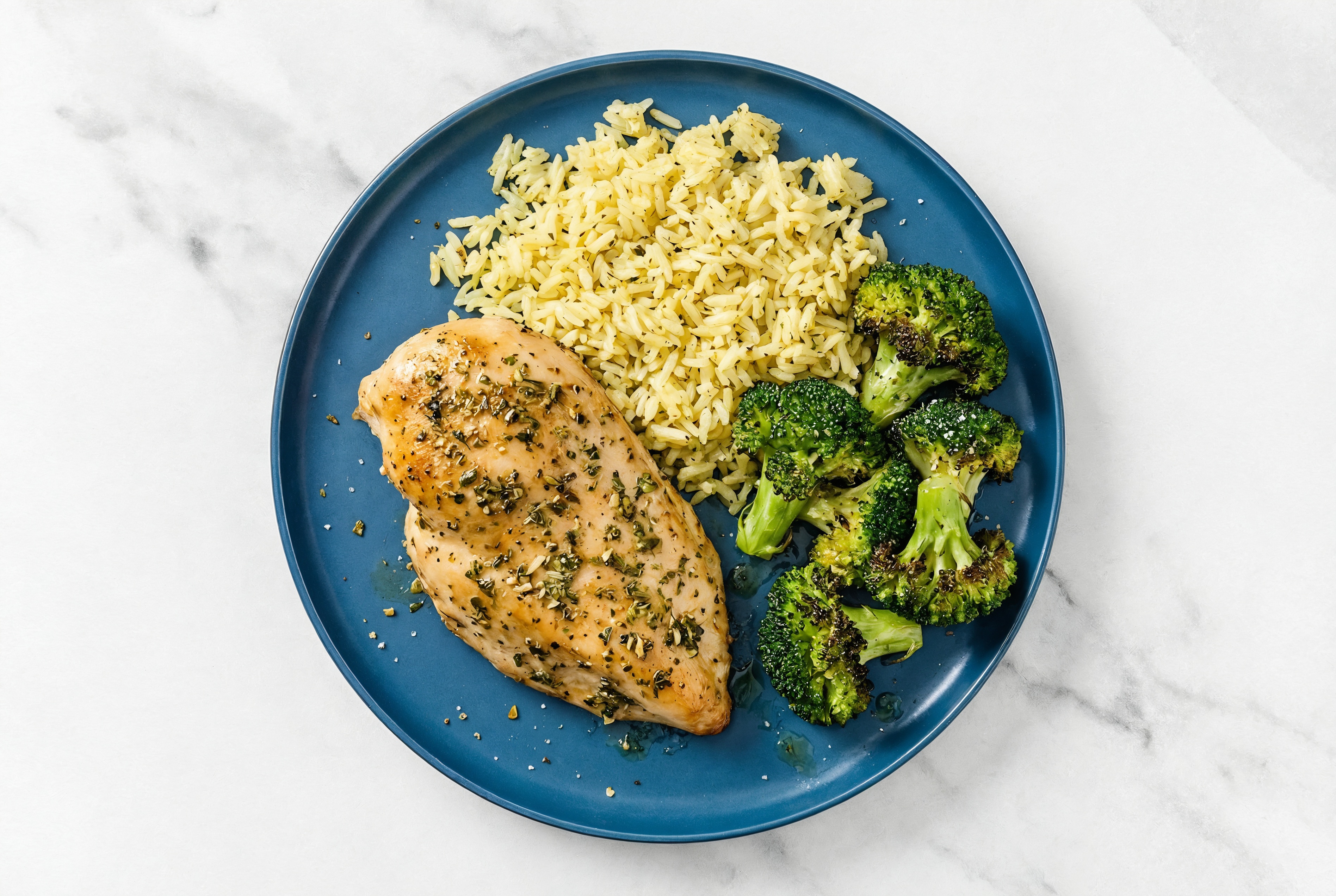 Air Fryer Chicken + Organic Broccoli with Seasoned Jasmine Rice